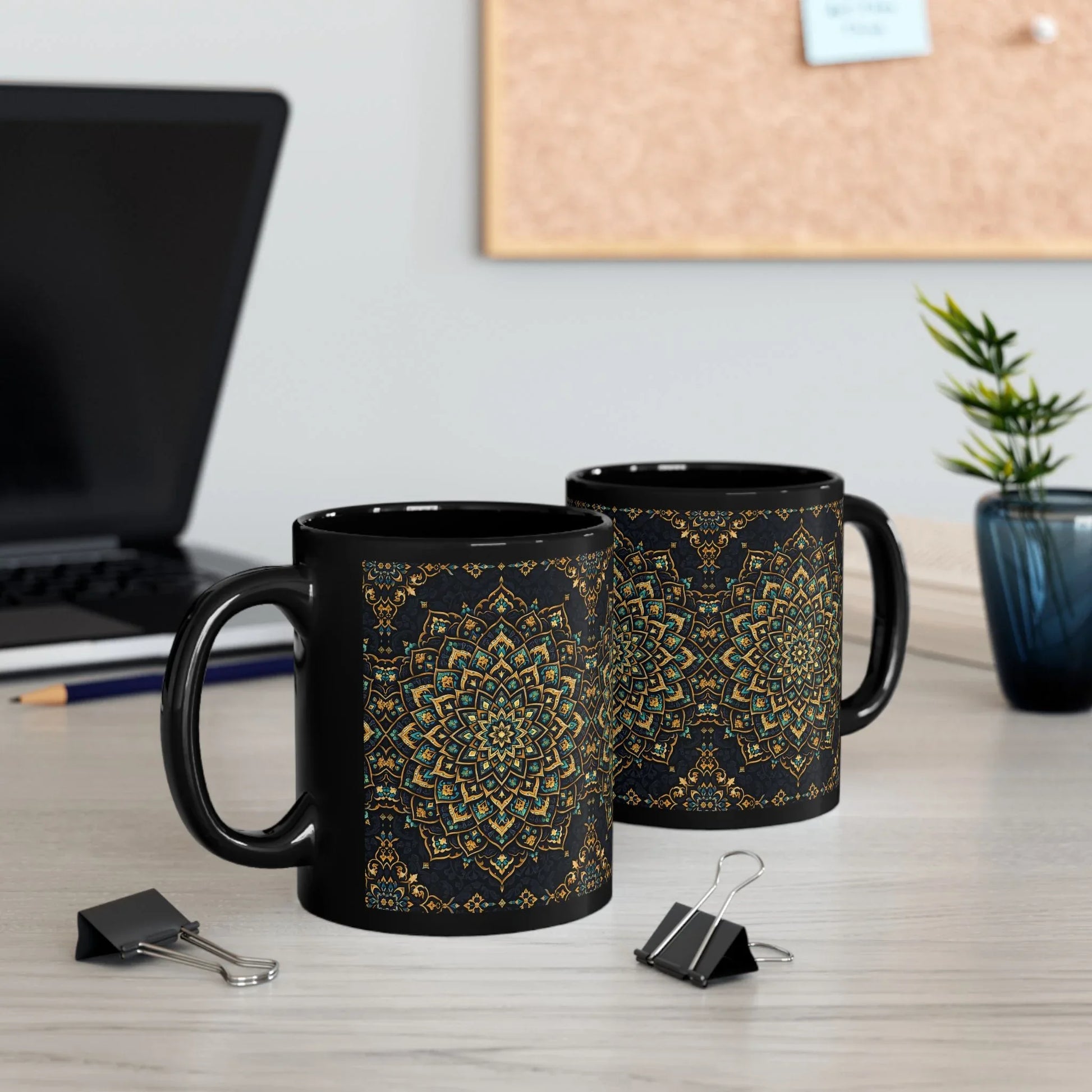 Ornate Mandala Mug - Black Mug (11oz, 15oz) - KARARMDESIGN