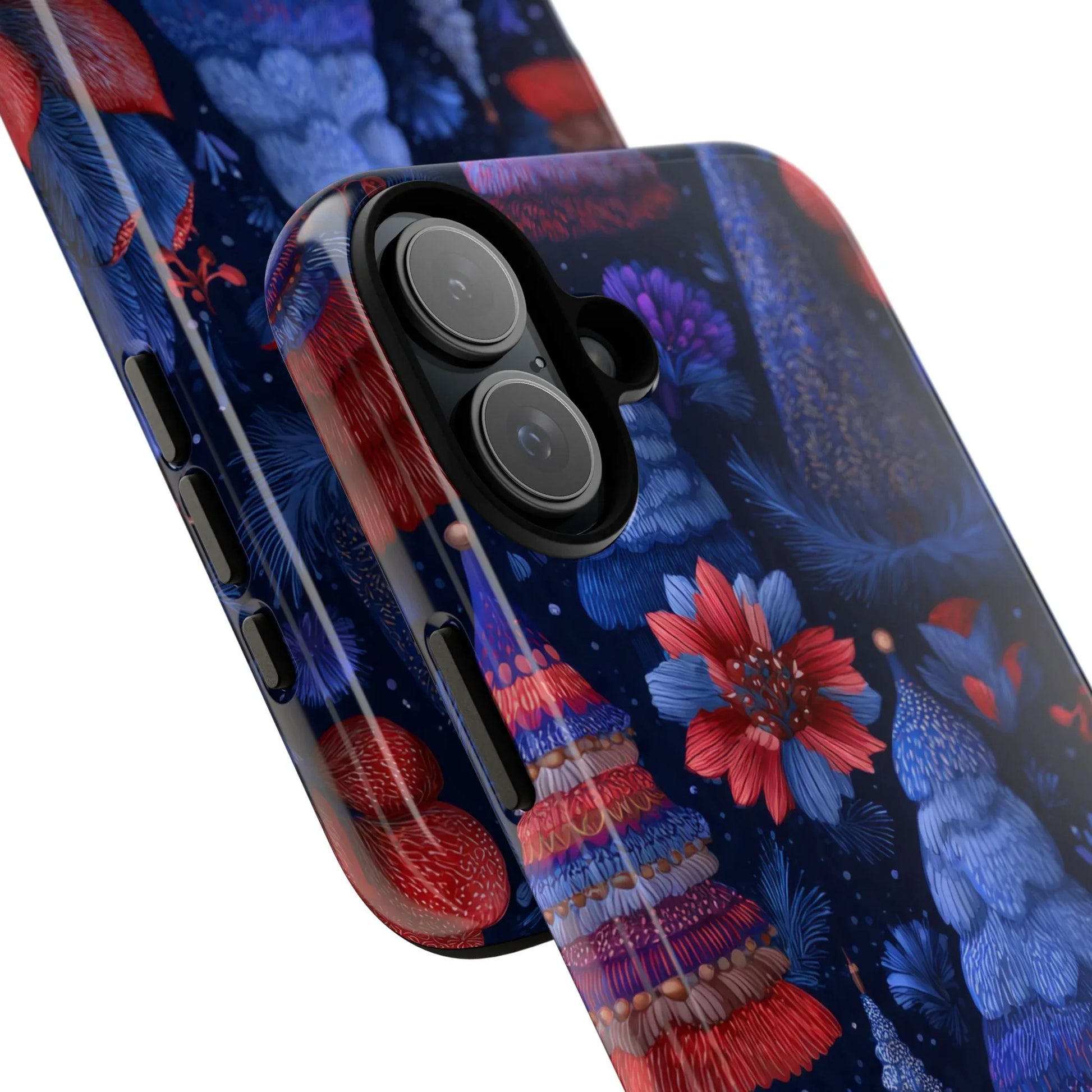 Midnight Blue Christmas Forest Phone Case for iPhone 8-17 and Galaxy S21–S25 - KARARMDESIGN