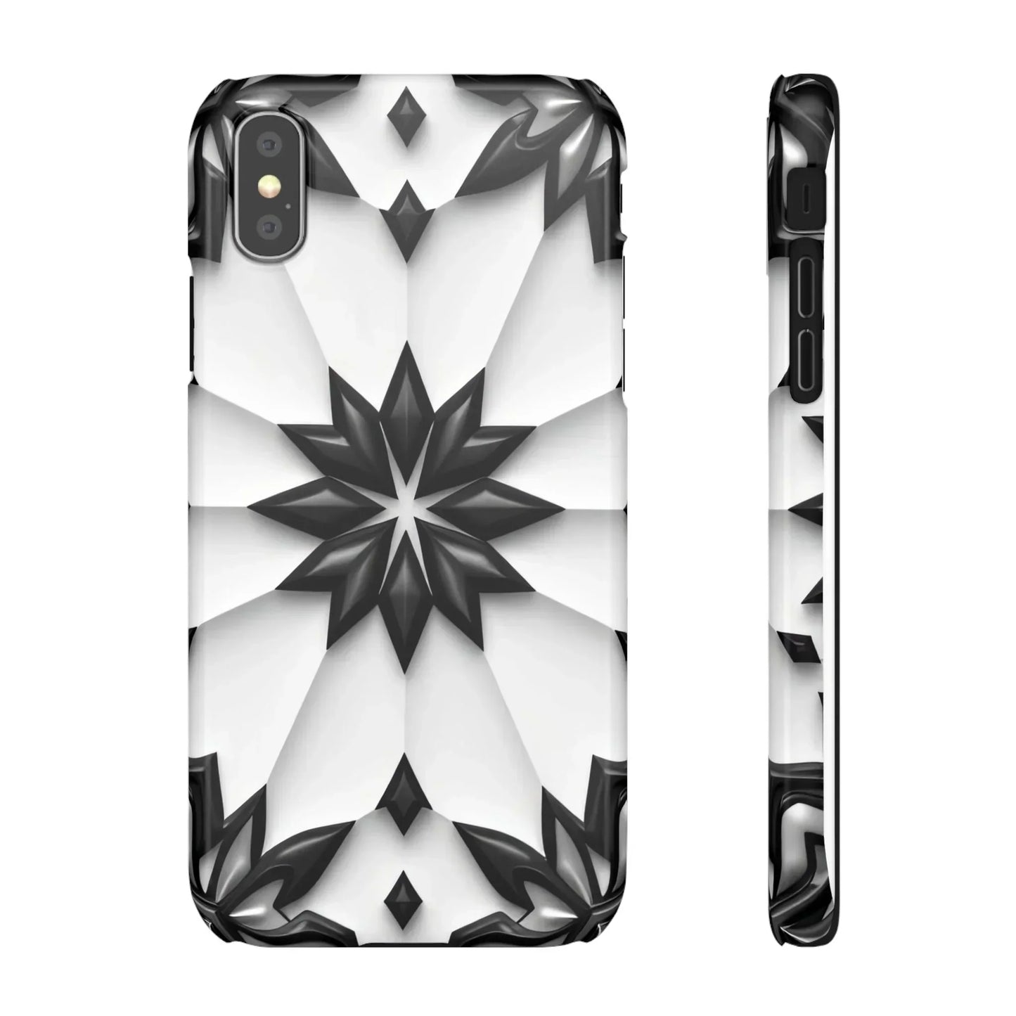 Black and White Geometric Floral Phone Case for iPhone and Samsung Galaxy - KarArmDesign