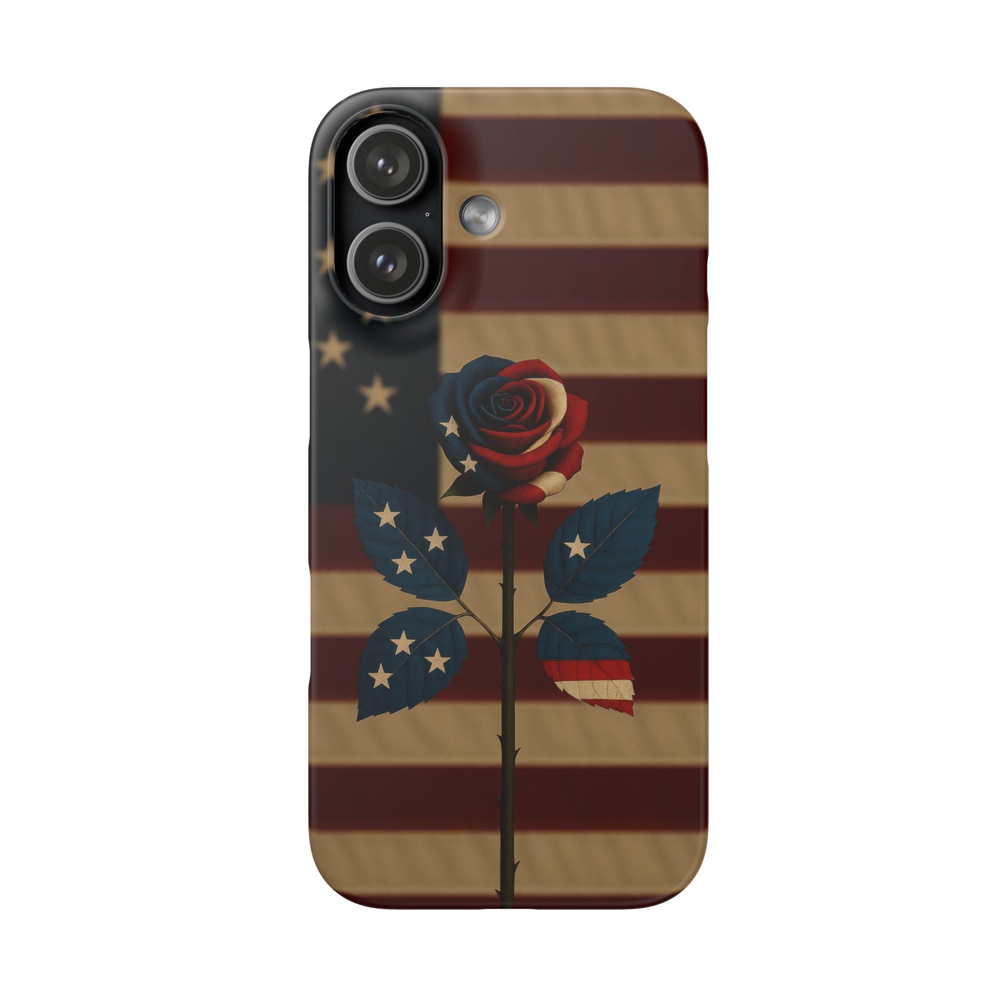 American Rose Flag Phone Case for iPhone 8-17 and Galaxy S20-S26