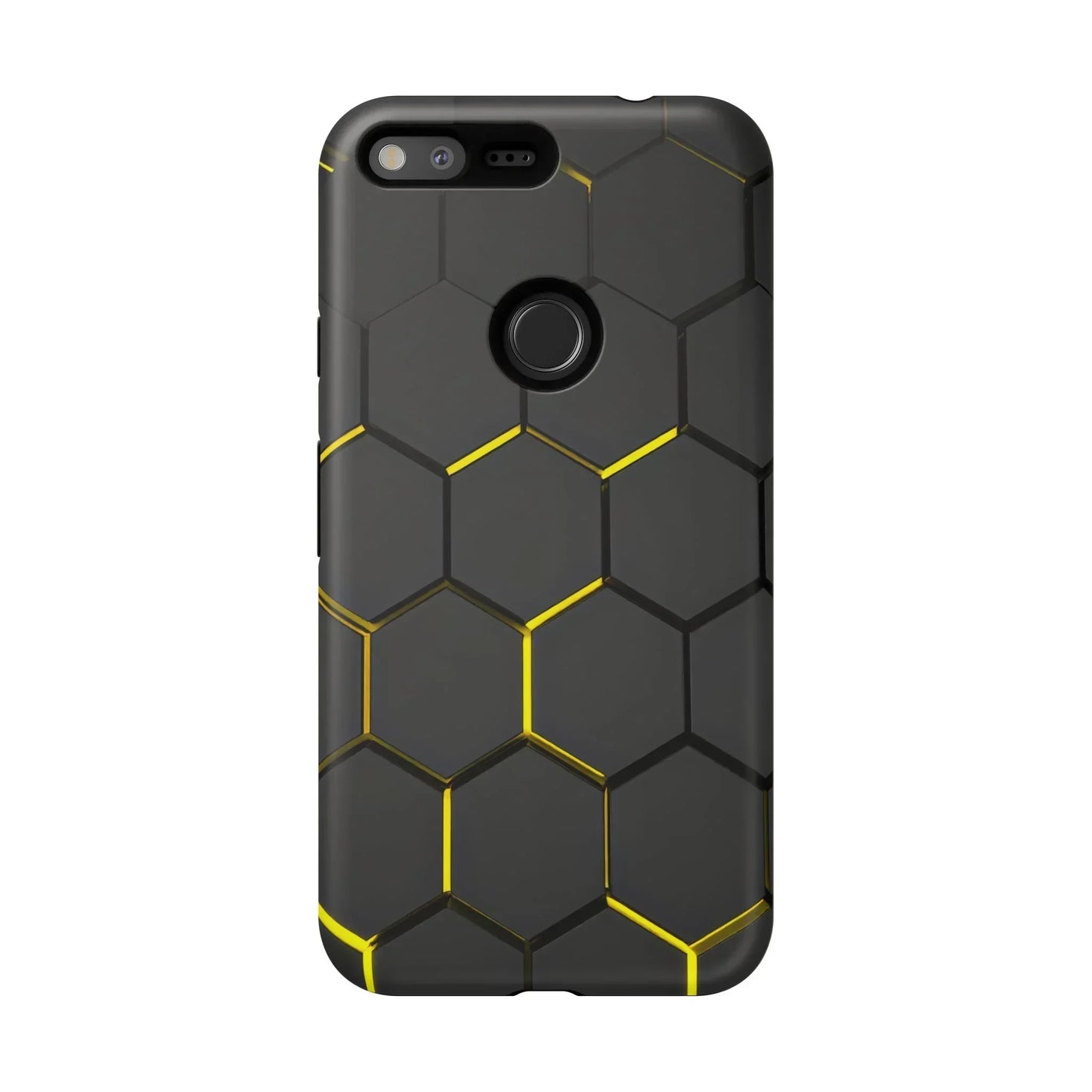Black and Yellow Hexagon Geometric Tough Phone Case for Galaxy and Pixel - KarArmDesign