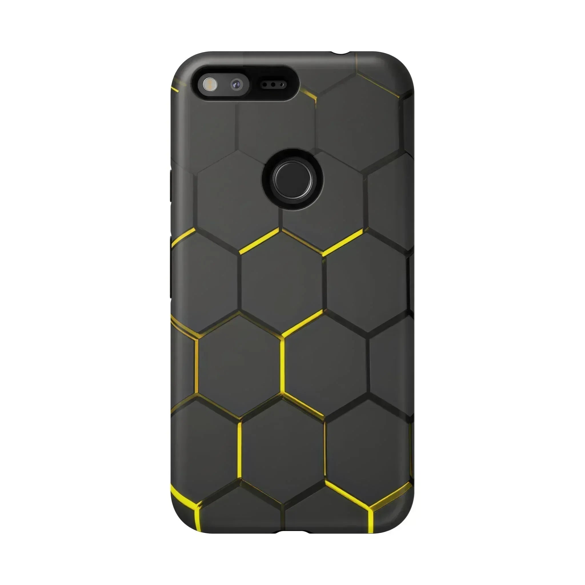 Black and Yellow Hexagon Geometric Tough Phone Case for Galaxy and Pixel - KARARMDESIGN
