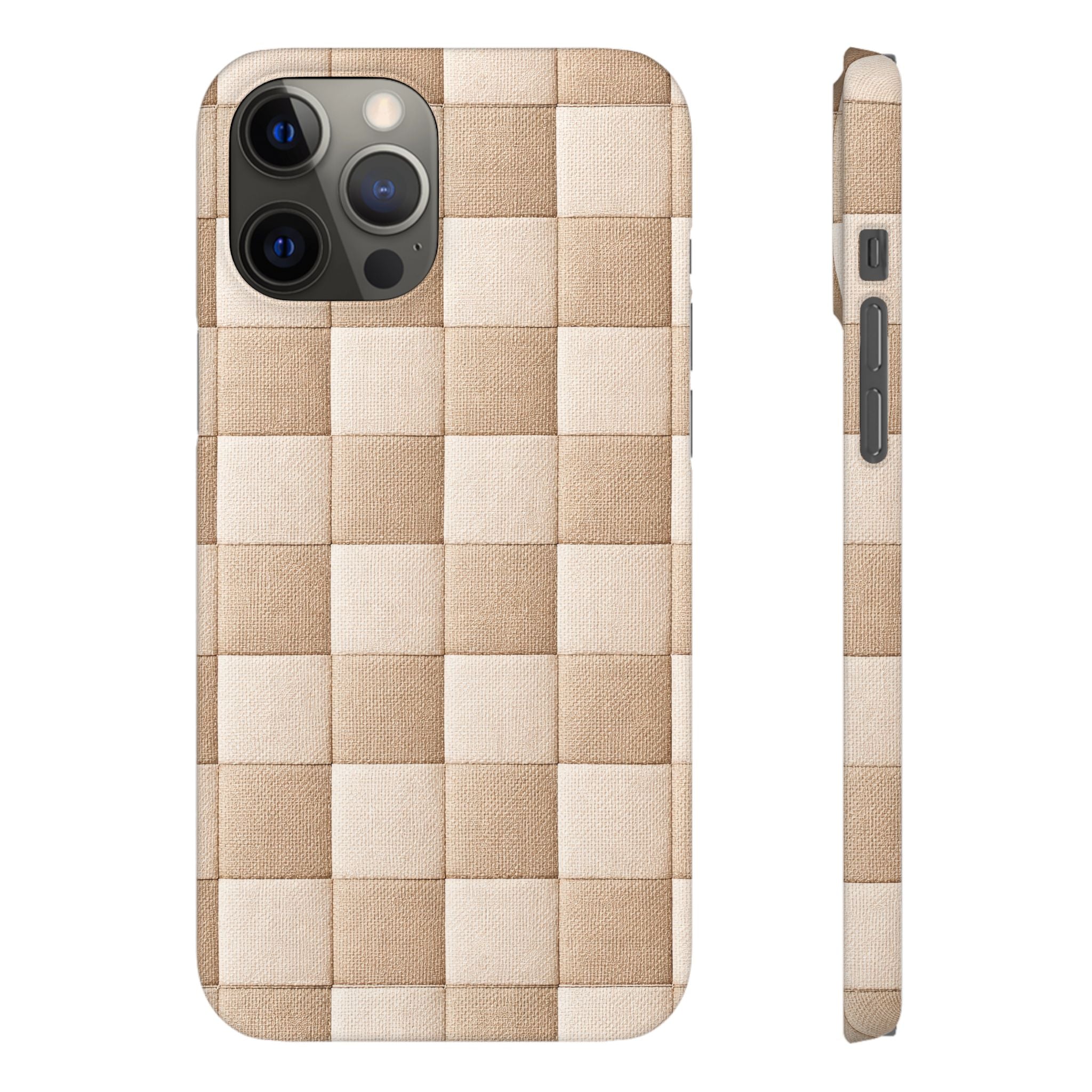 Beige Woven Phone Case for iPhone 11-17 and Galaxy S20-S26
