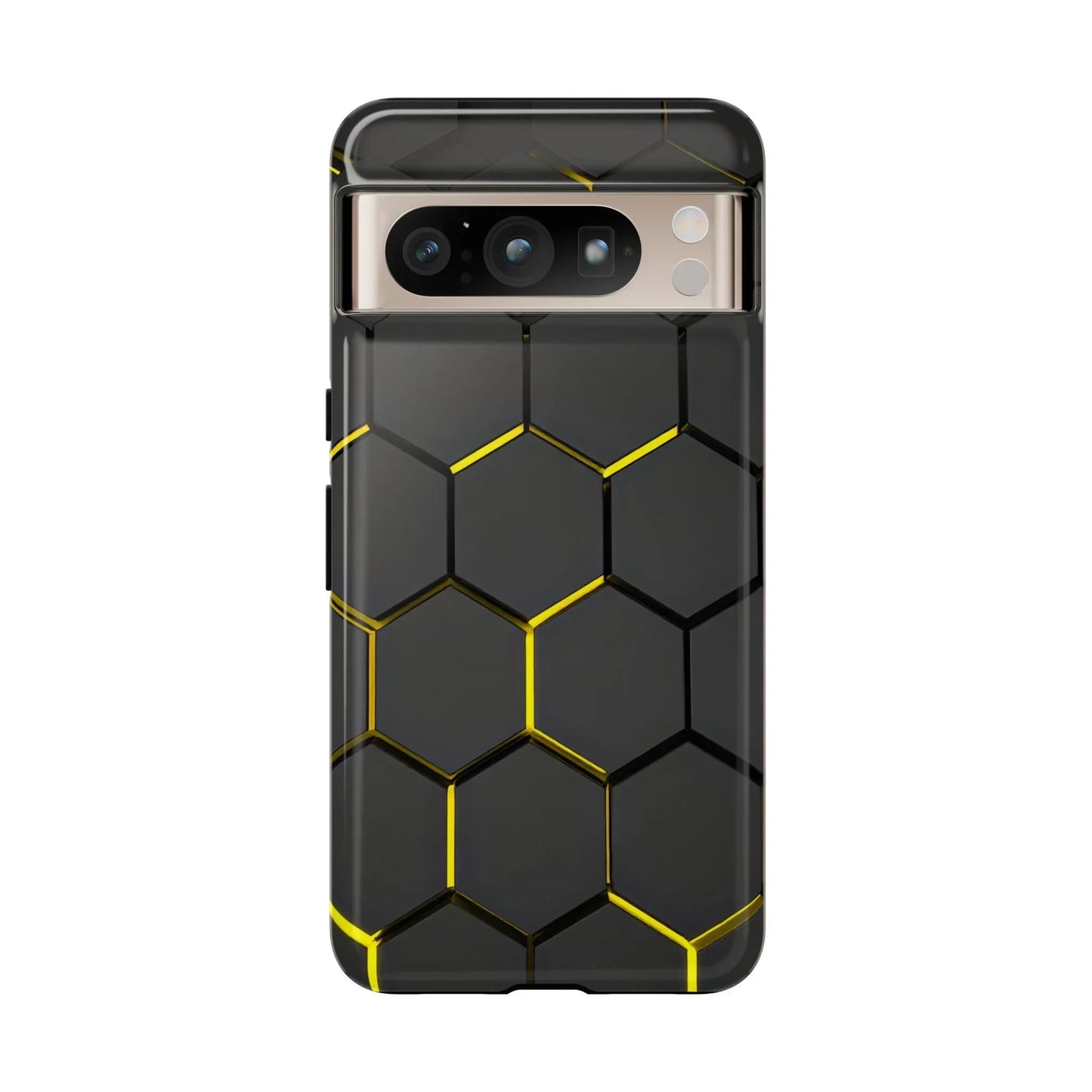 Black and Yellow Hexagon Geometric Tough Phone Case for Galaxy and Pixel - KarArmDesign