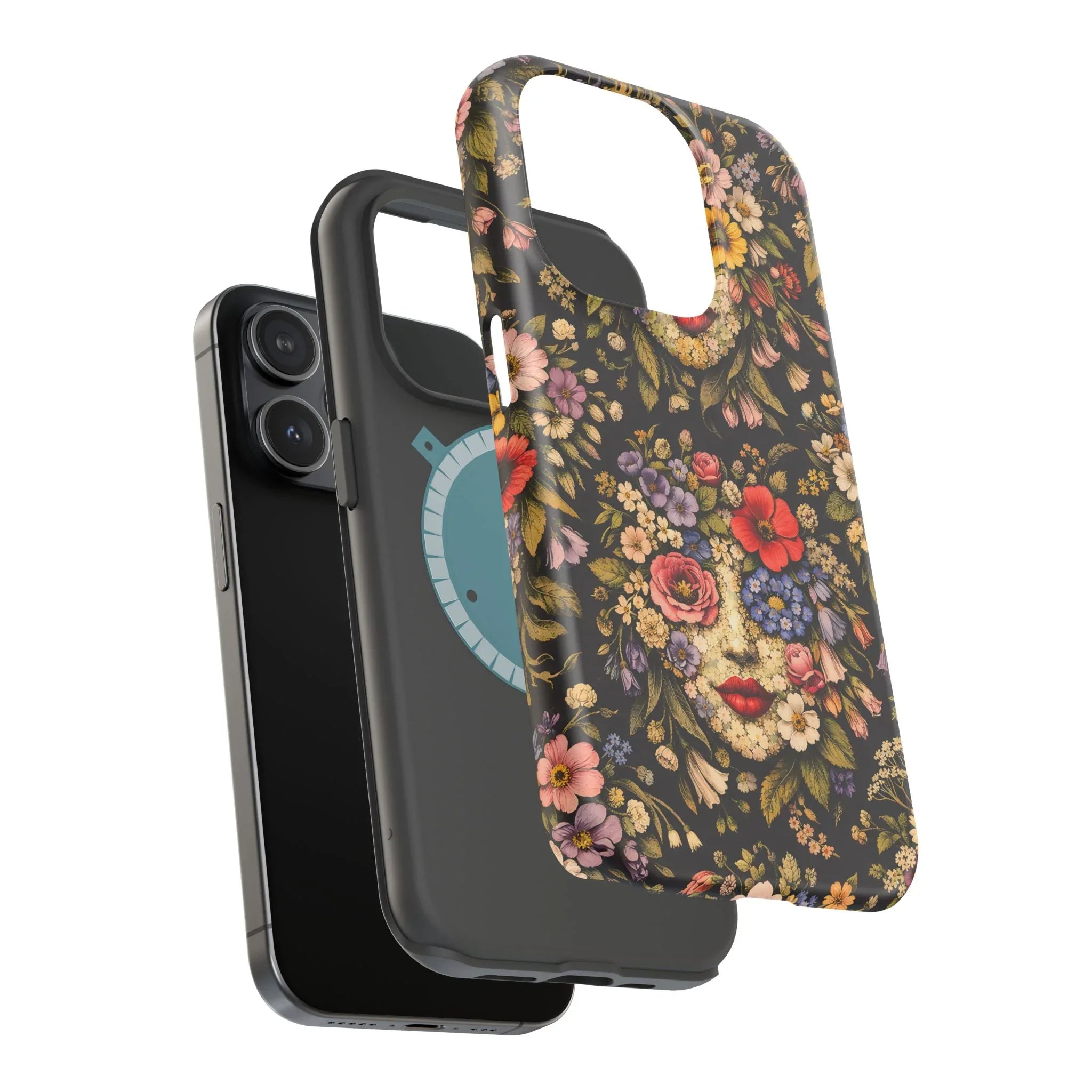Vintage Flower Face Phone Case for iPhone 13-17 - KARARMDESIGN