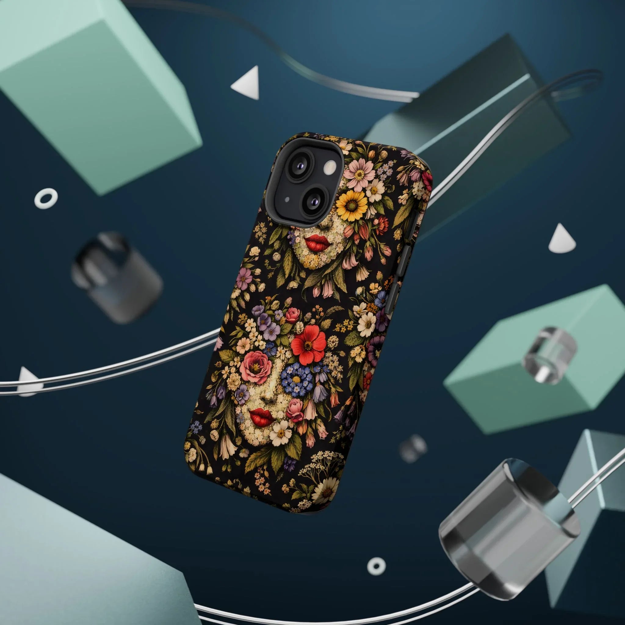 Vintage Flower Face Phone Case for iPhone 13-17 - KARARMDESIGN