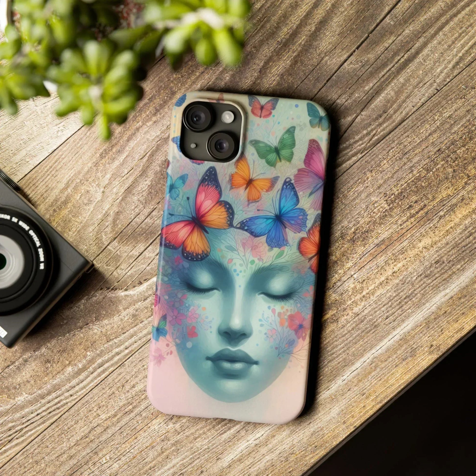 Butterfly Bloom Dreamy Woman with Closed Eyes Tough Phone Case for iPhone - KarArmDesign