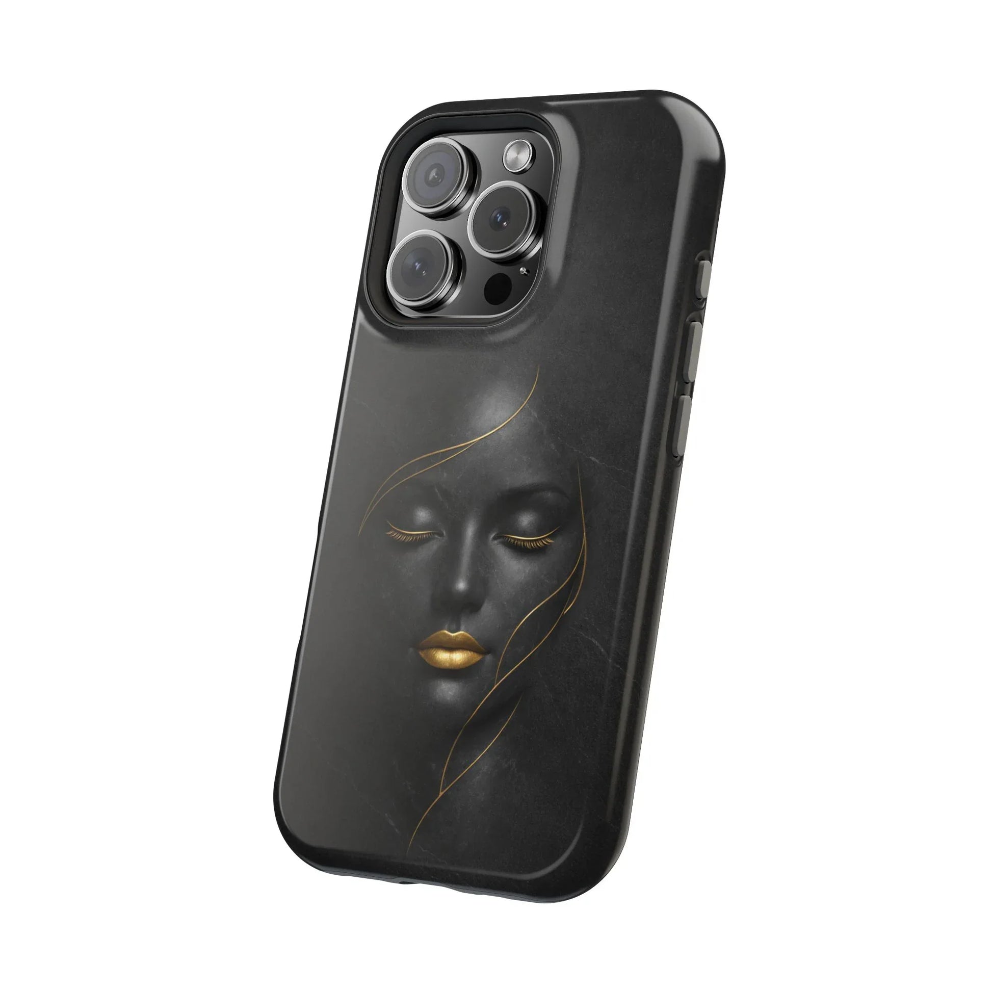 Black Gold Face Phone Case for iPhone 13-17 - KARARMDESIGN