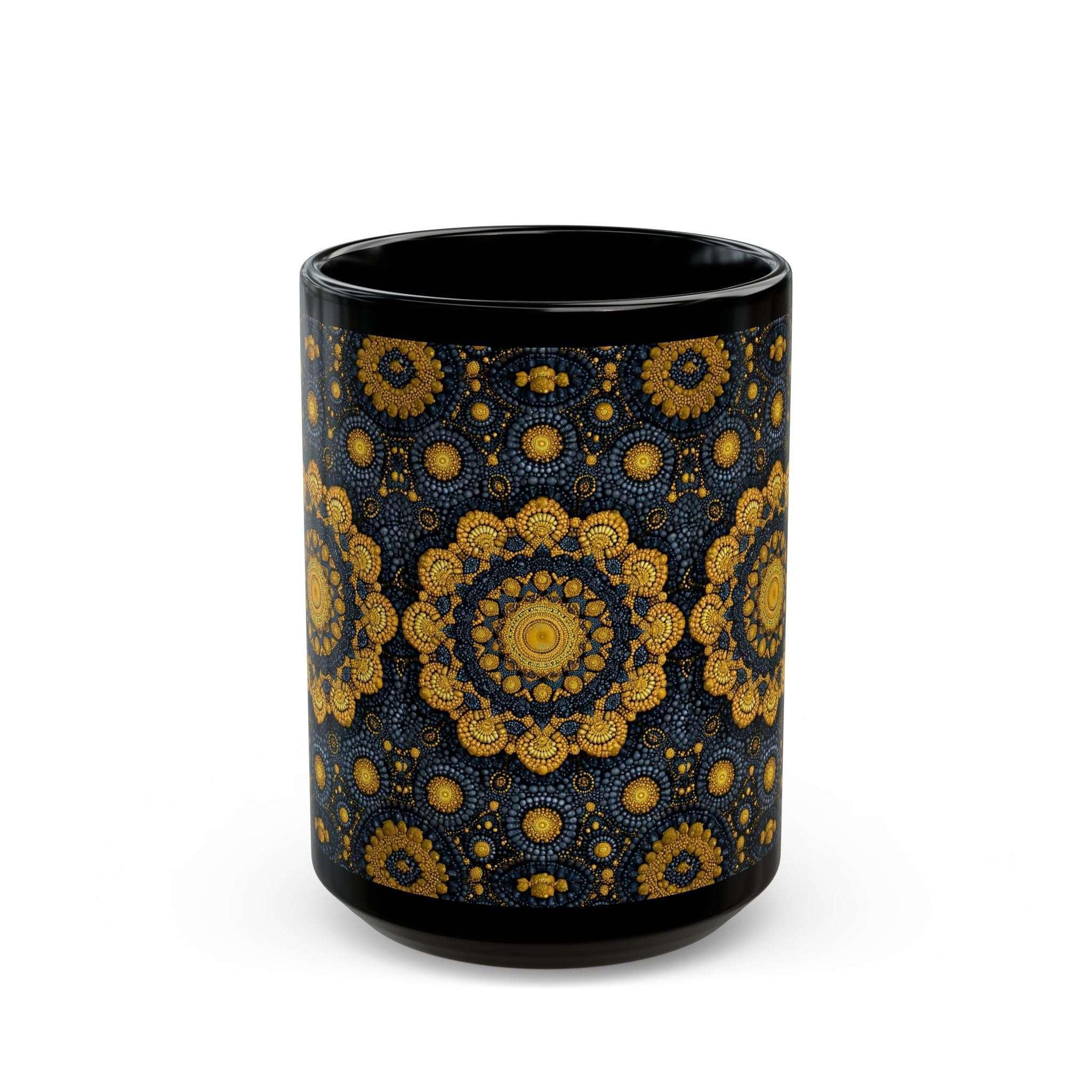 Golden Mandala Nightfall Mug - Black Mug (11oz, 15oz) - KARARMDESIGN
