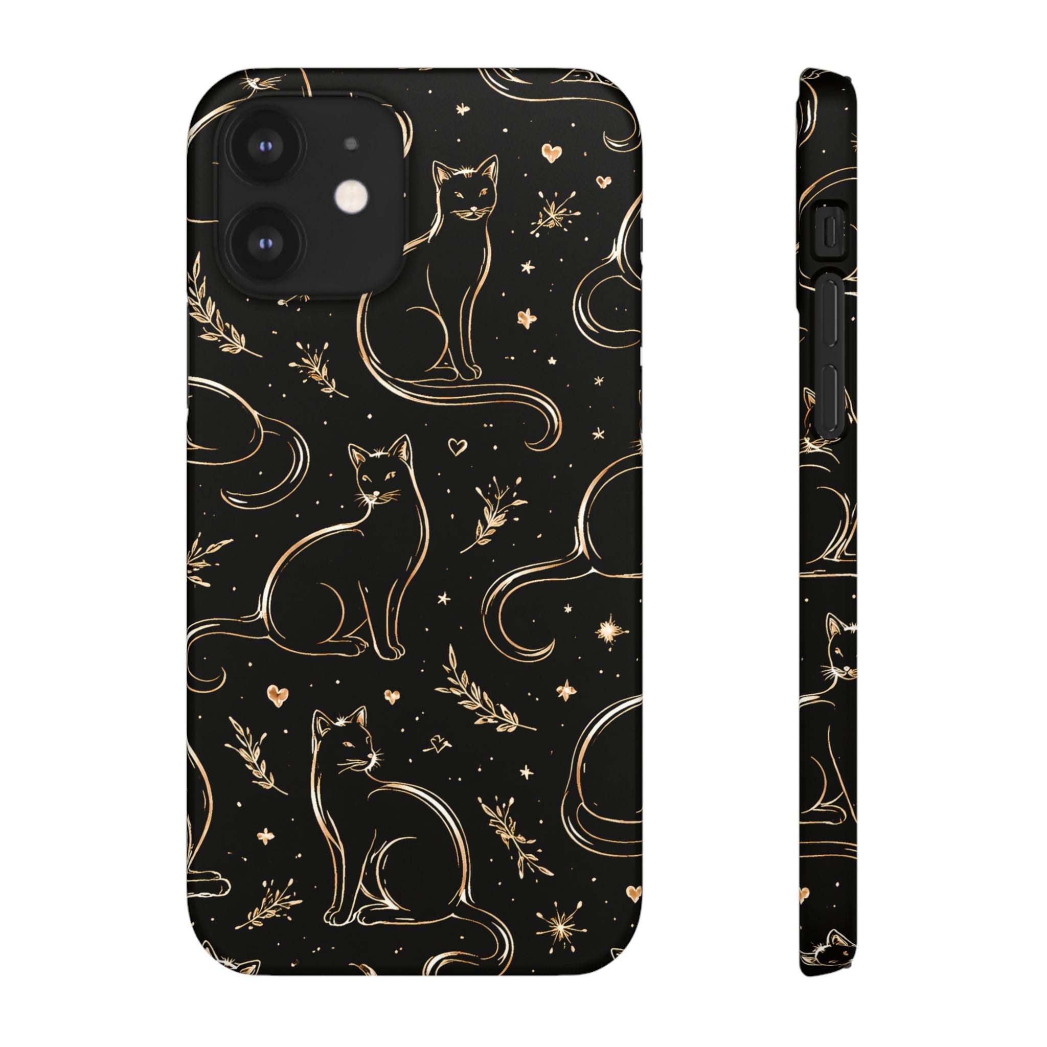 Golden Cat Pattern Phone Case for iPhone 11-17 and Galaxy S20-S26