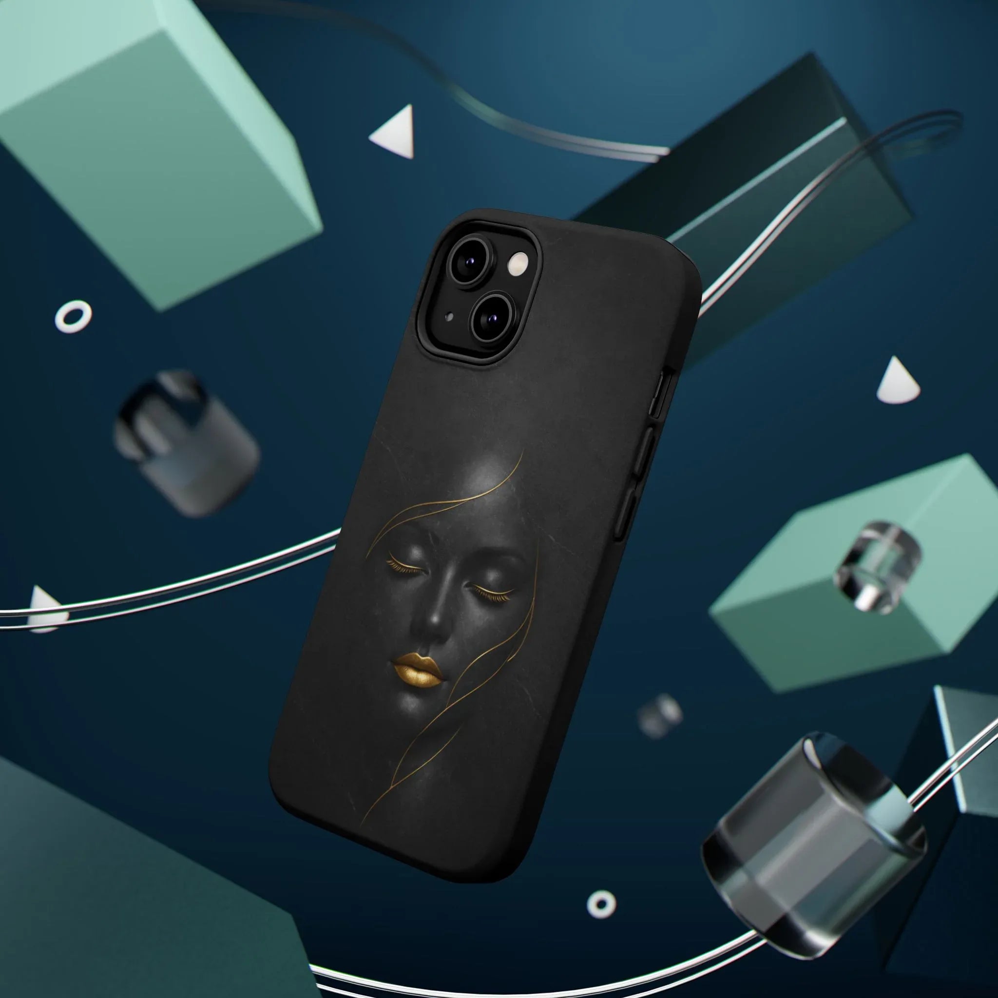 Black Gold Face Phone Case for iPhone 13-17 - KARARMDESIGN