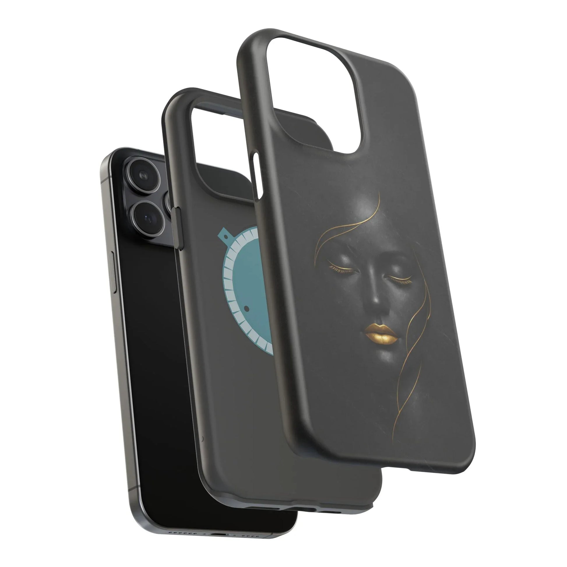 Black Gold Face Phone Case for iPhone 13-17 - KARARMDESIGN