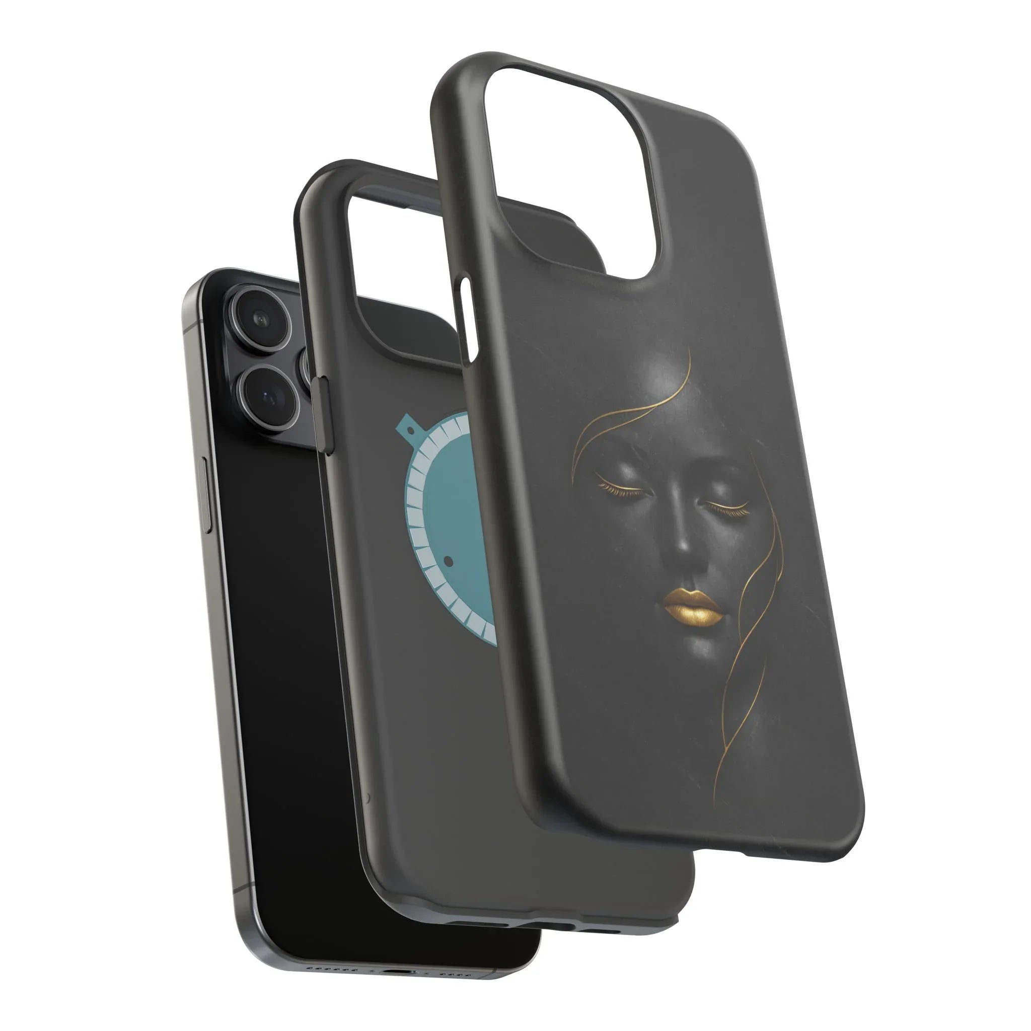 Black Gold Face Phone Case for iPhone 13-17 - KARARMDESIGN