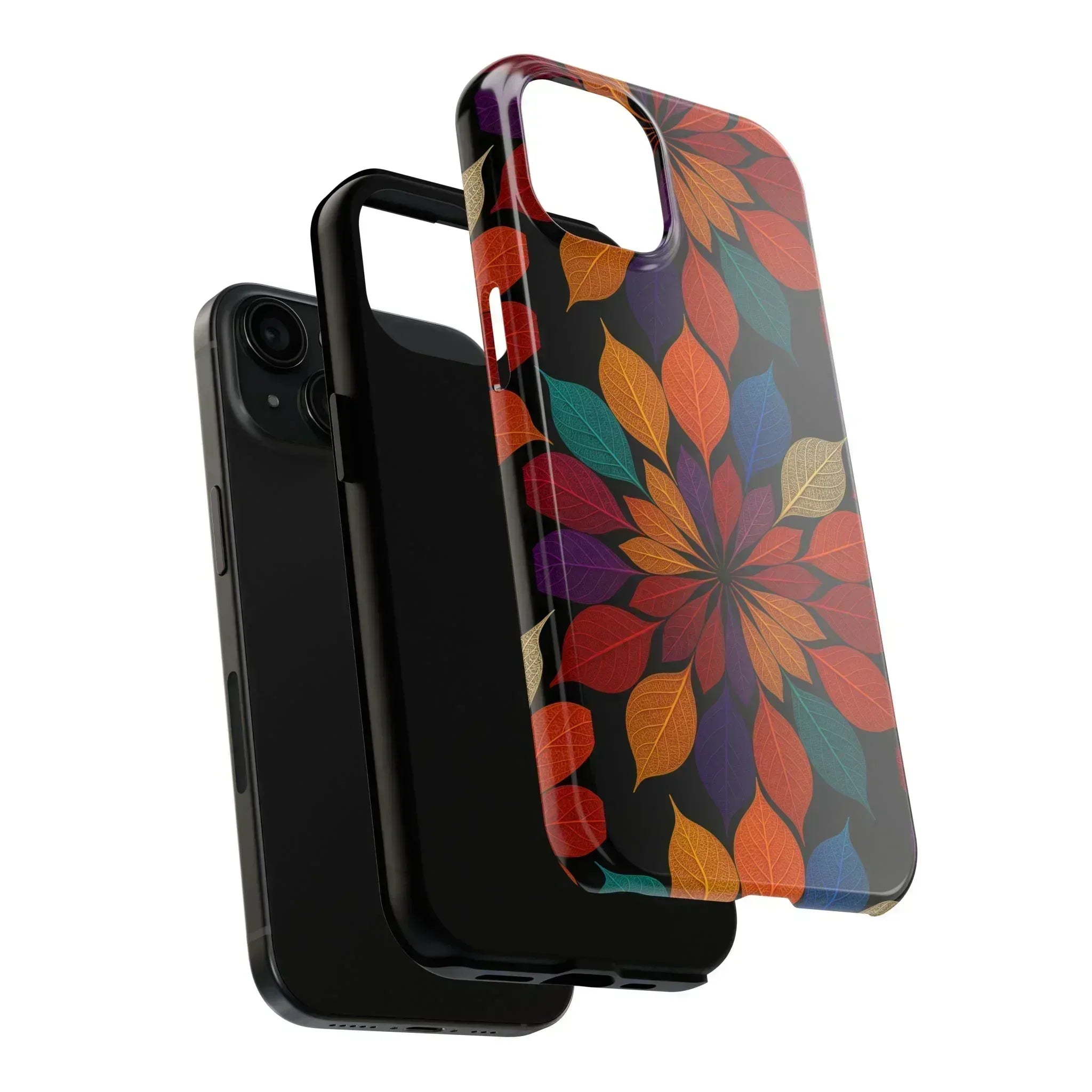 Leaf Mandala Phone Case for iPhone 11-16 and Galaxy S21-S24 - KARARMDESIGN