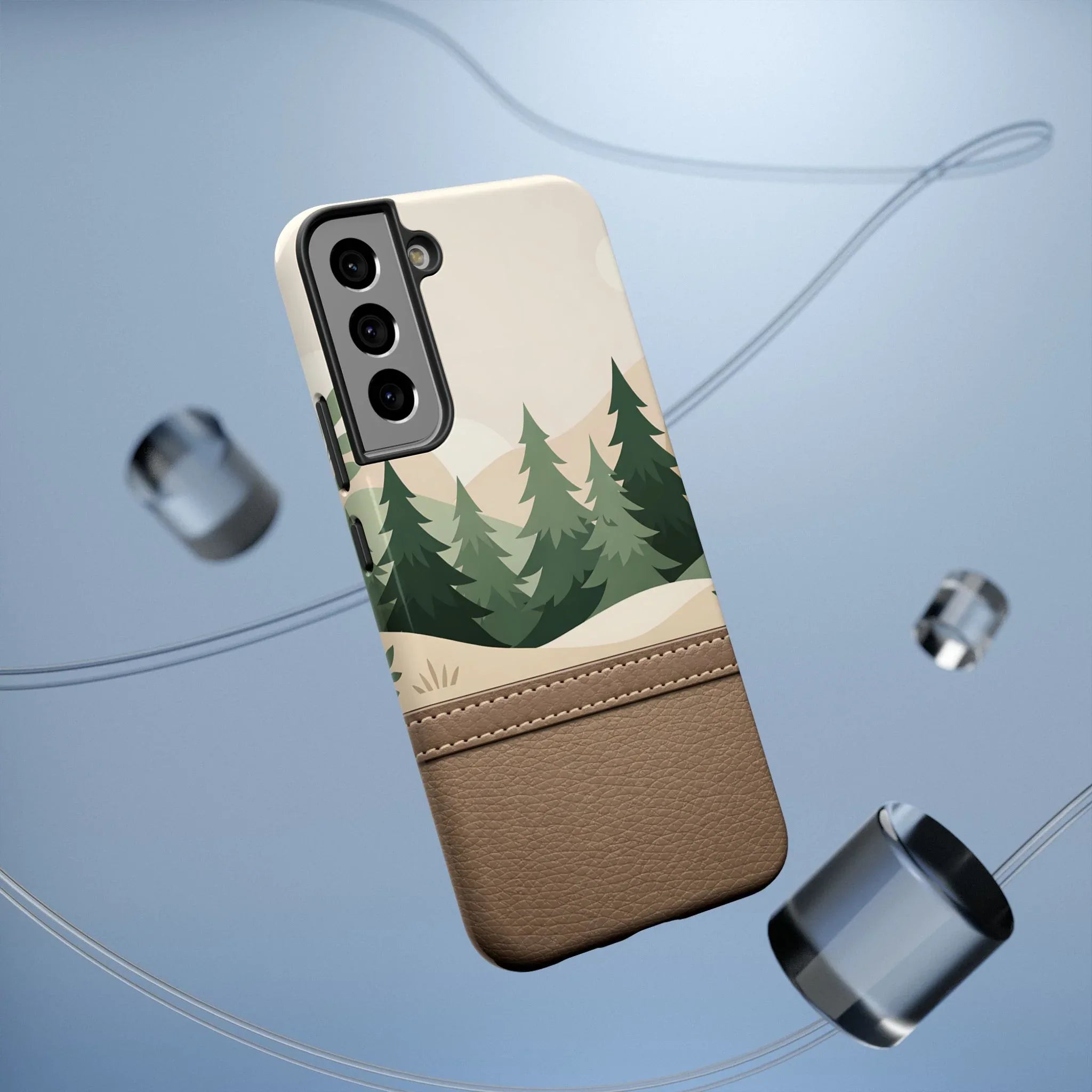 Forest Leather Phone Case for iPhone 11-17 and Galaxy S21-S25 - KARARMDESIGN