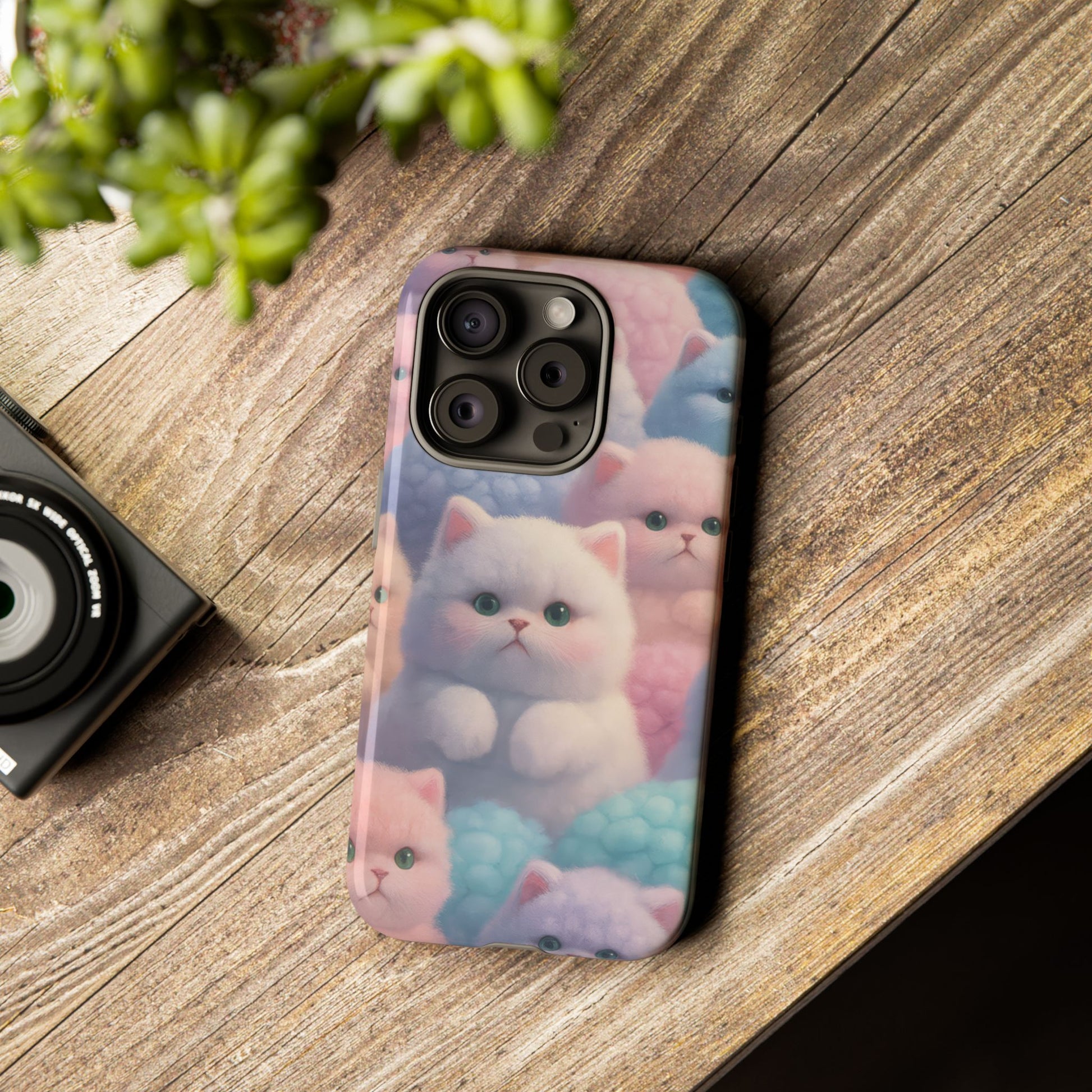 Pastel Kitten Phone Case for iPhone 8-17 and Samsung Galaxy S10-S25 Models - KARARMDESIGN