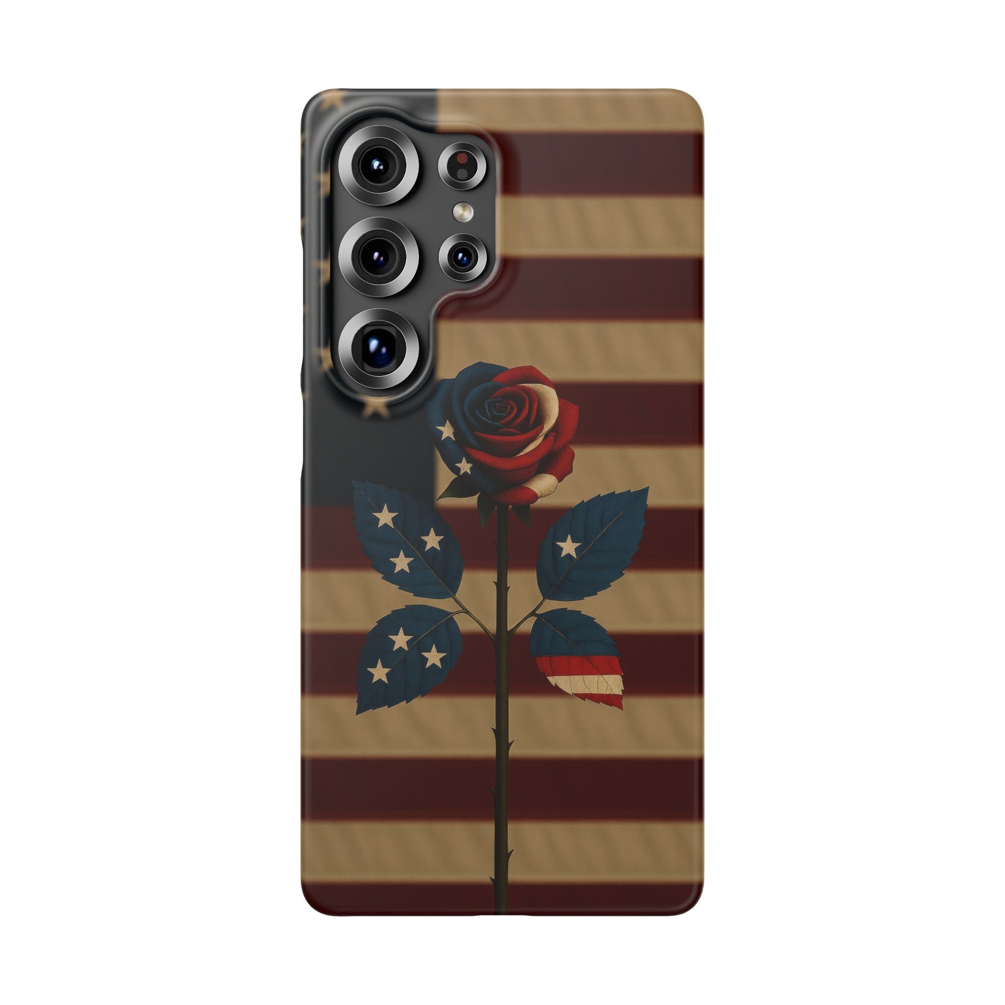 American Rose Flag Phone Case for iPhone 8-17 and Galaxy S20-S26