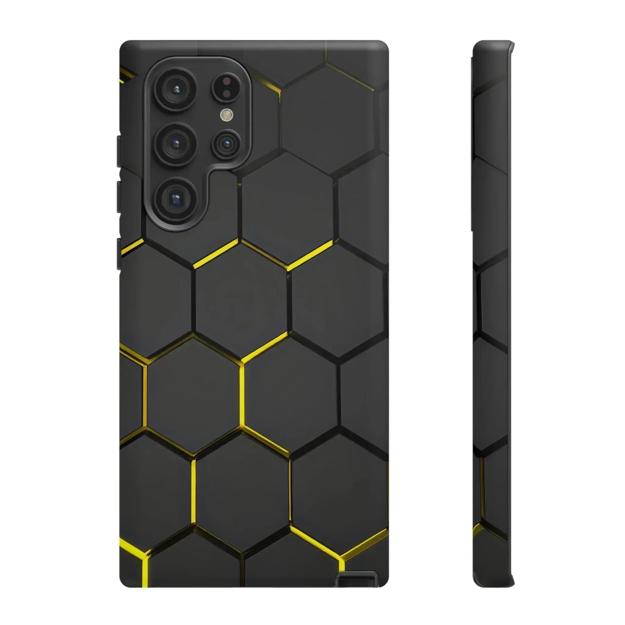 Black and Yellow Hexagon Geometric Tough Phone Case for Galaxy and Pixel - KARARMDESIGN