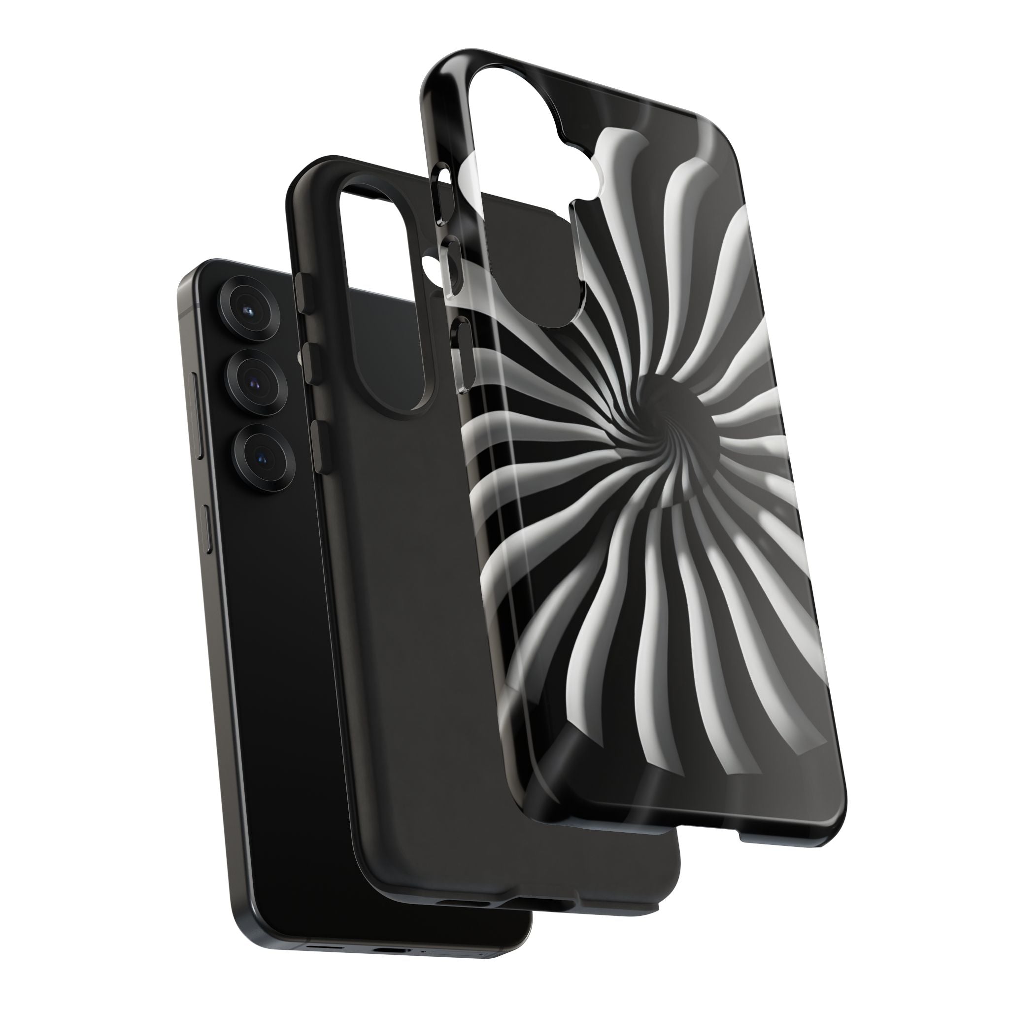 Hypnotic Black and White Spiral Phone Case – Optical Illusion Design for iPhone & Galaxy