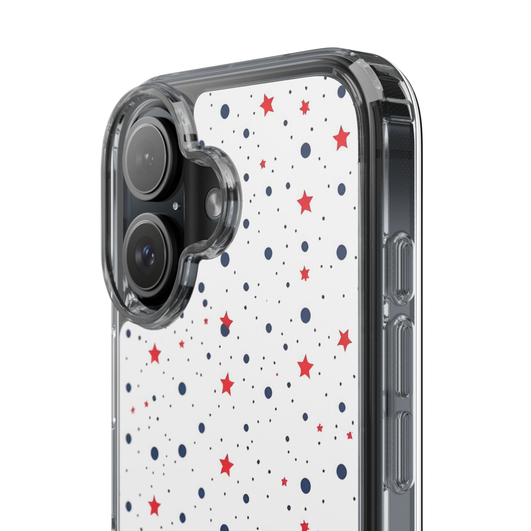 White Polka Dot & Stars Clear Case for iPhone & Samsung