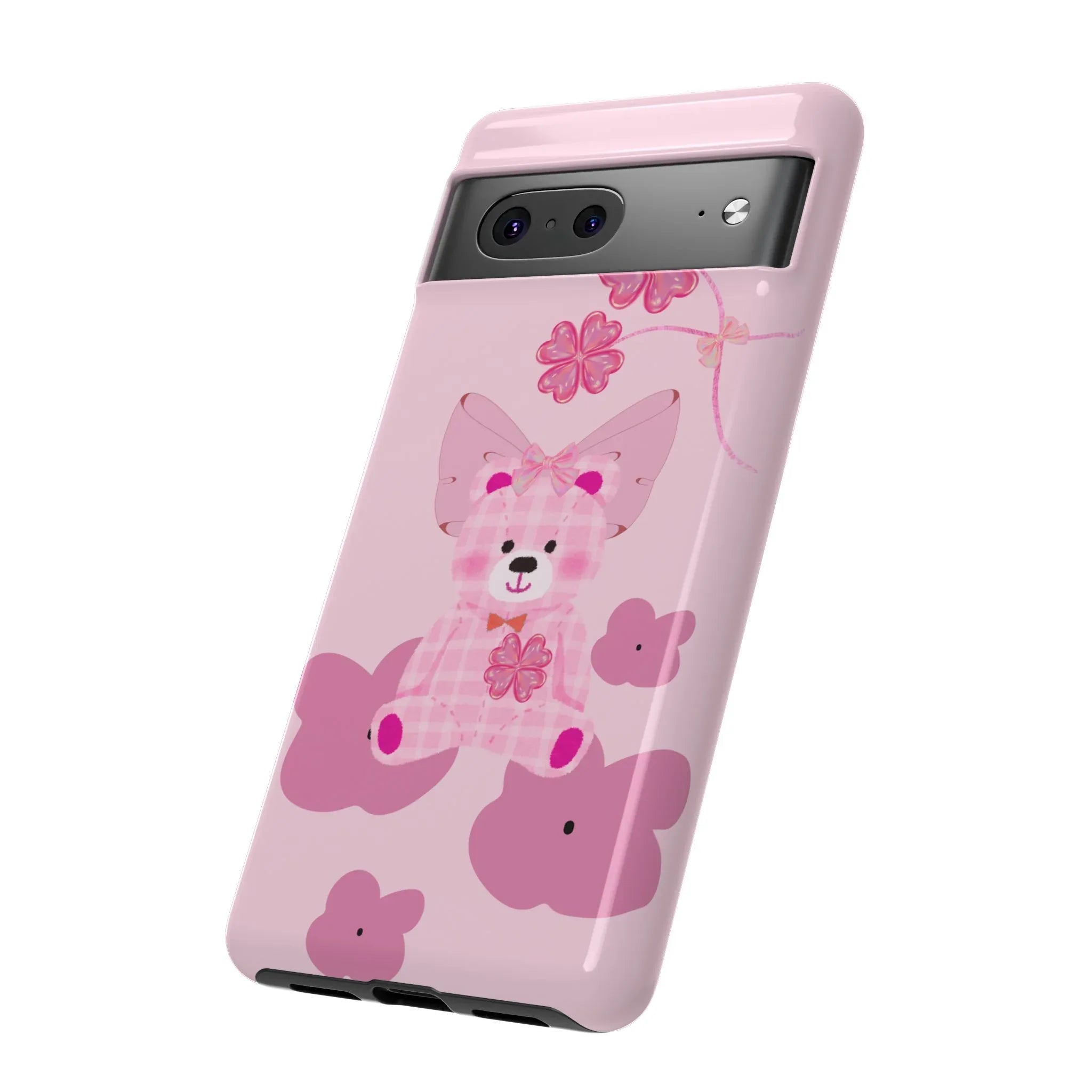 Pink Teddy Bear Phone Cases for iPhone, Pixel and Galaxy - KARARMDESIGN