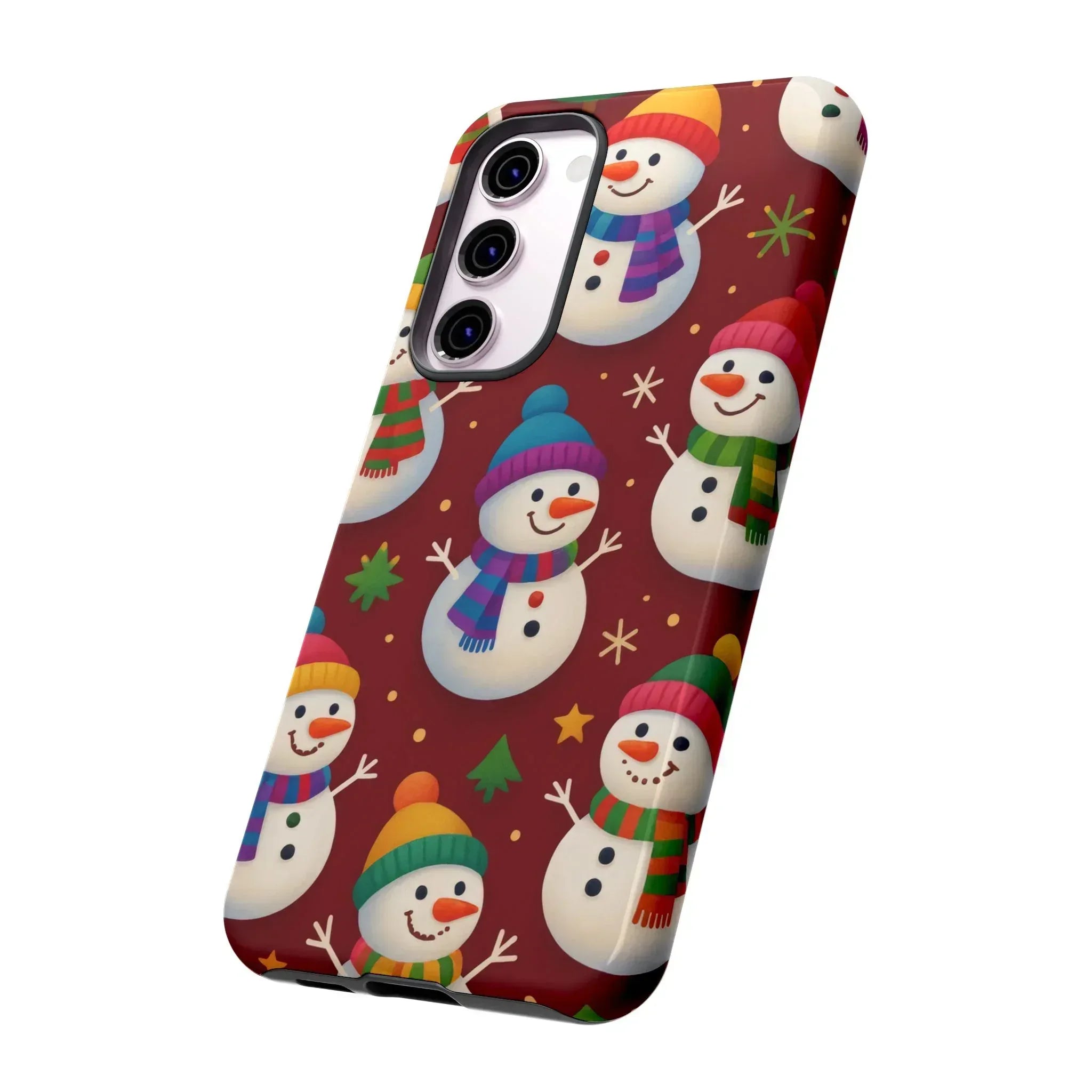 Festive Snowmen Parade Phone Case for iPhone 11–17 and Galaxy S10–S25 - KARARMDESIGN