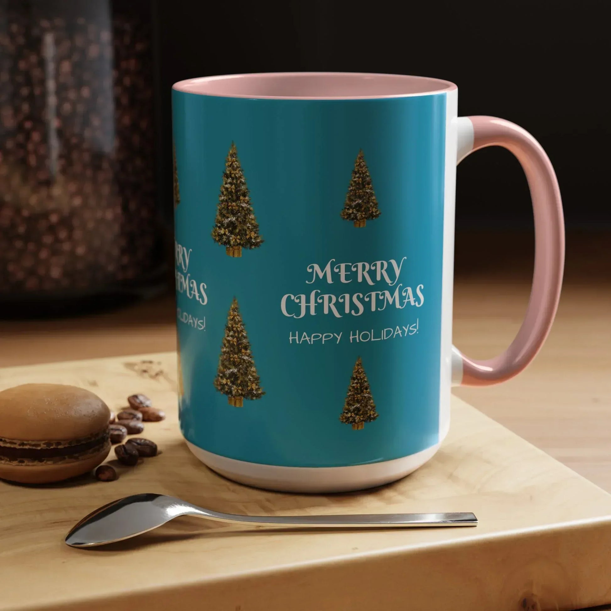 Merry Christmas and Happy Holidays Mug - Accent Coffee Mug (11, 15oz) - KARARMDESIGN