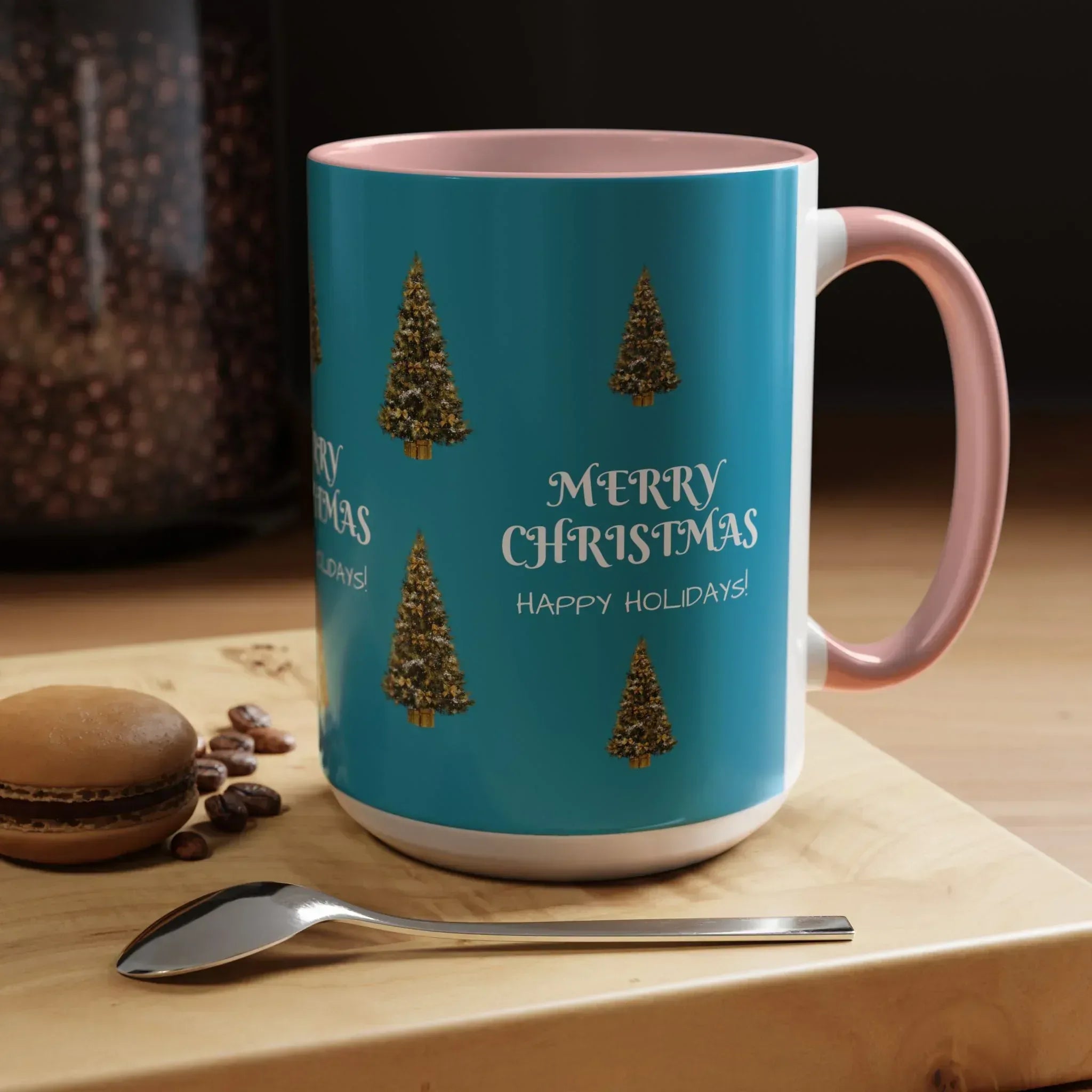 Merry Christmas and Happy Holidays Mug - Accent Coffee Mug (11, 15oz) - KARARMDESIGN