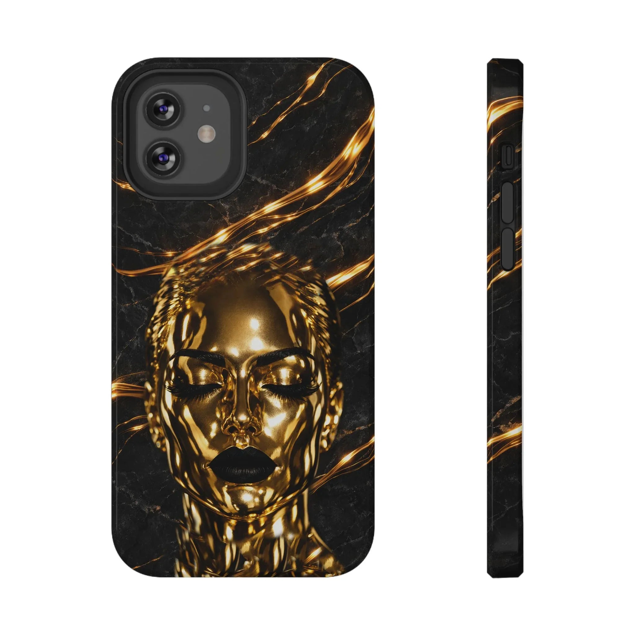 Luxury Gold Portrait Phone Case for iPhone 11-17 and Galaxy S21-S25 - KARARMDESIGN