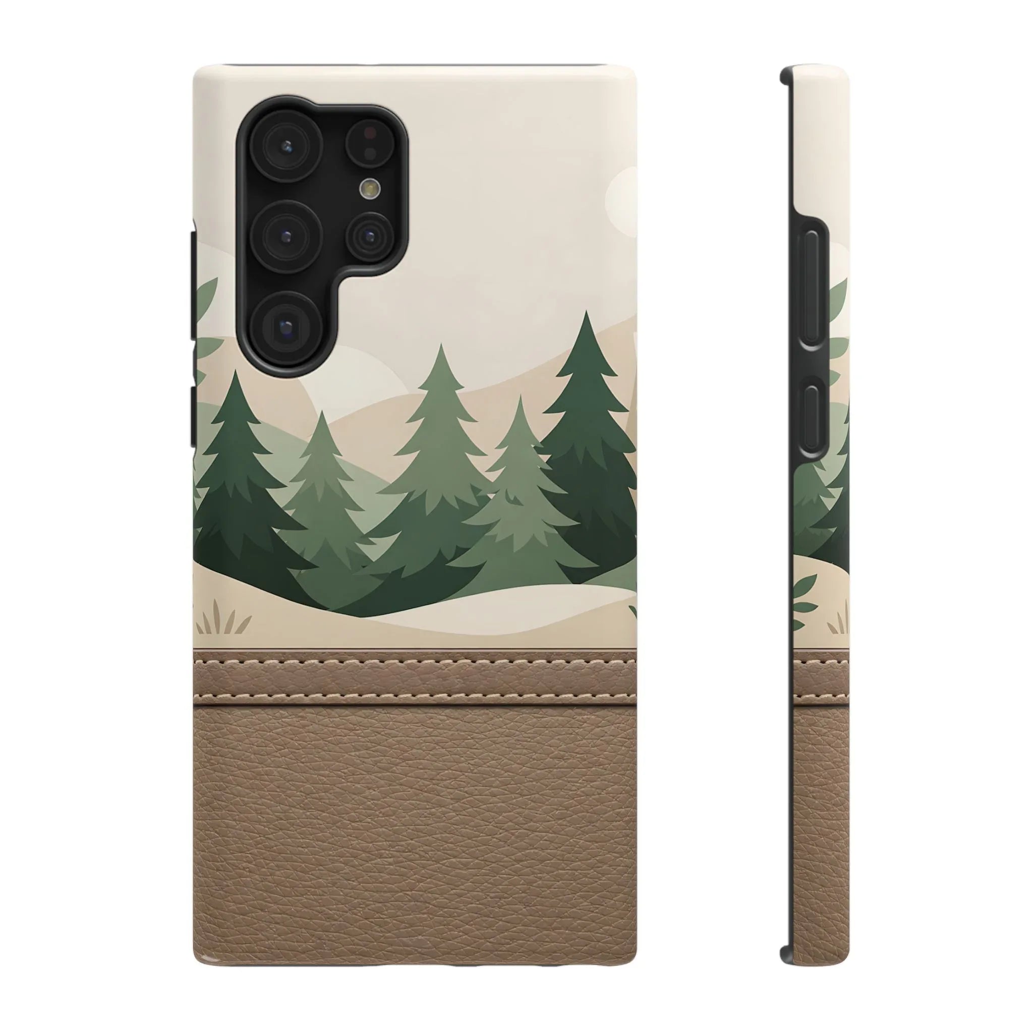 Forest Leather Phone Case for iPhone 11-17 and Galaxy S21-S25 - KARARMDESIGN