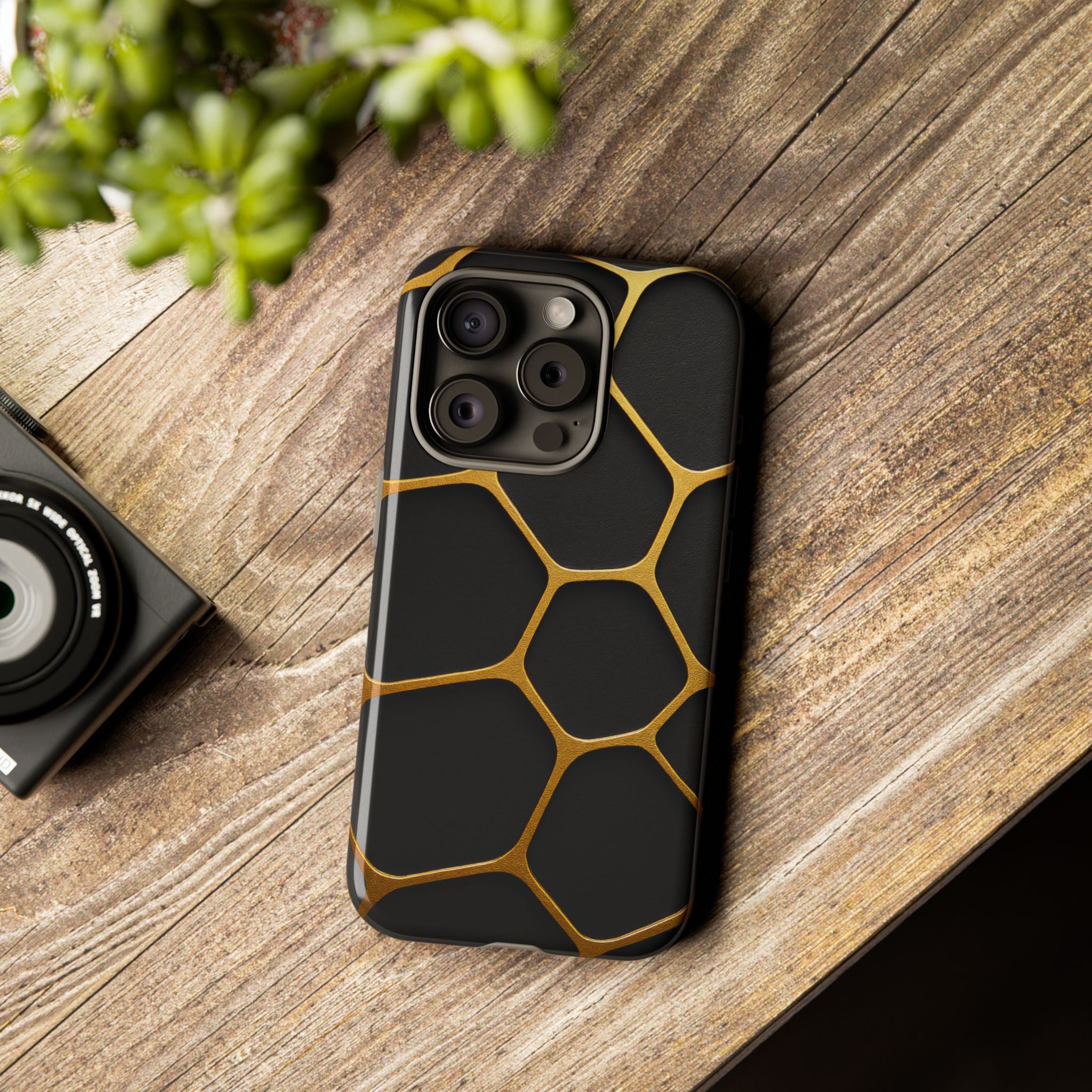 Golden Cellscape Tough Phone Case – Black & Gold