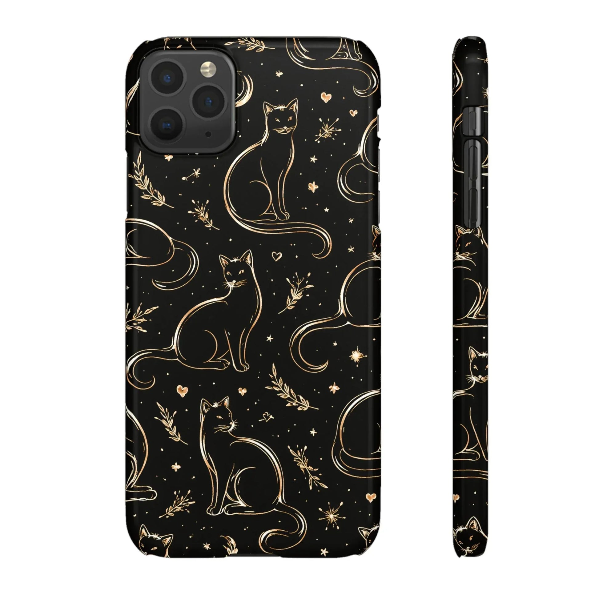 Golden Cat Pattern Phone Case for iPhone 11–17 & Galaxy S21–S25 - KARARMDESIGN