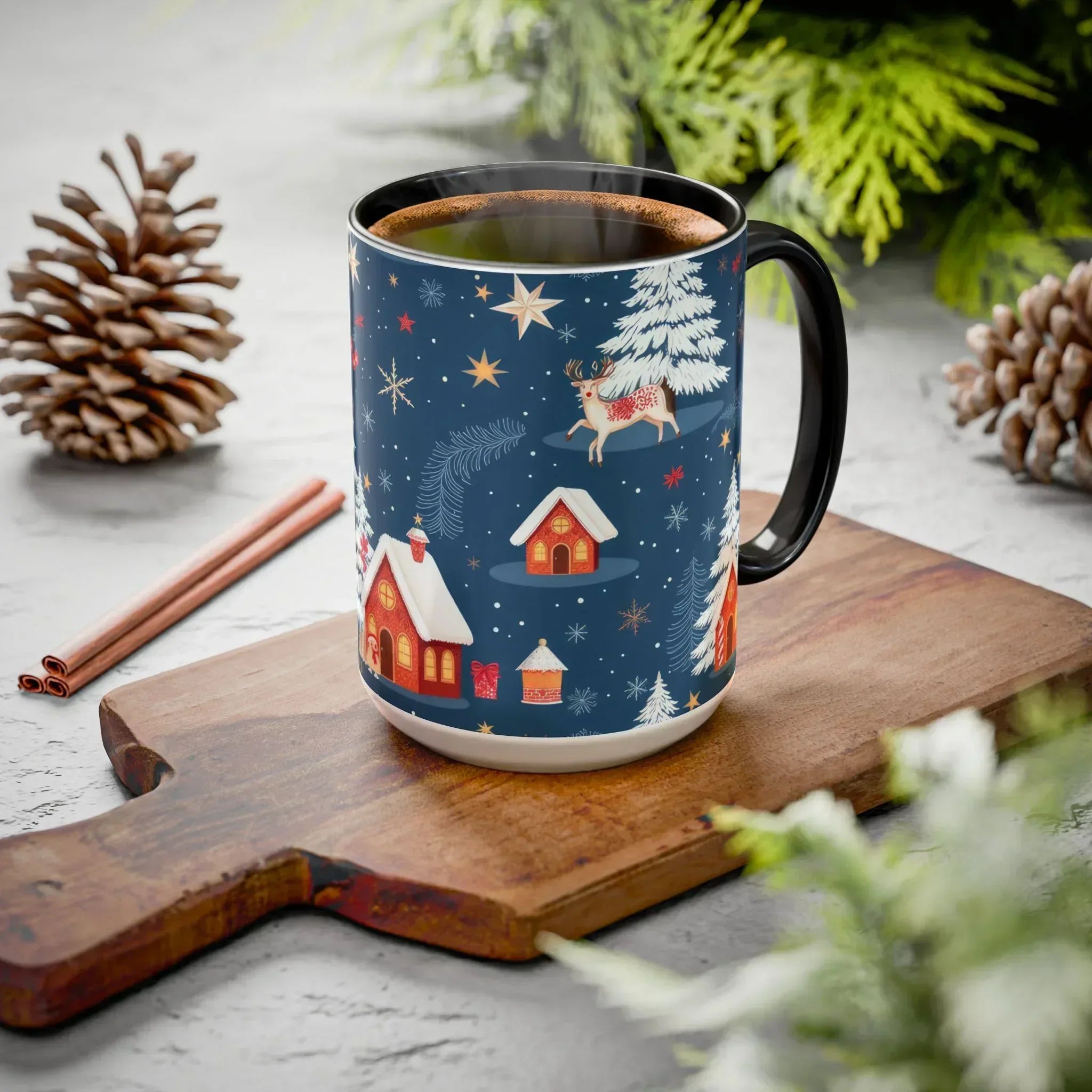 Dark Blue Christmas Mug - Colorful Mugs (11oz, 15oz) - KARARMDESIGN