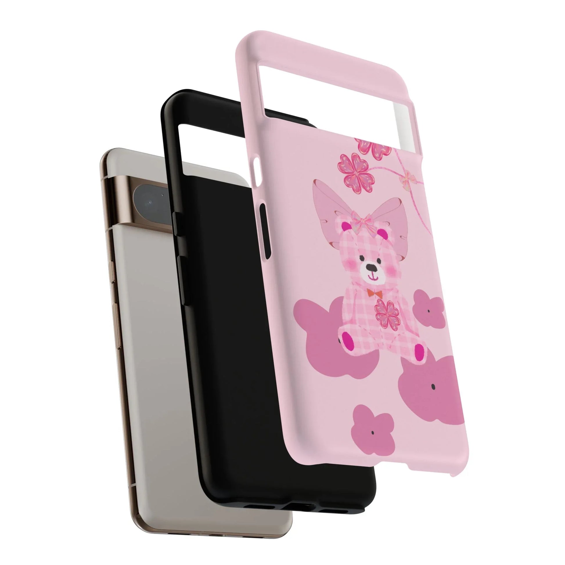 Pink Teddy Bear Phone Cases for iPhone, Pixel and Galaxy - KARARMDESIGN