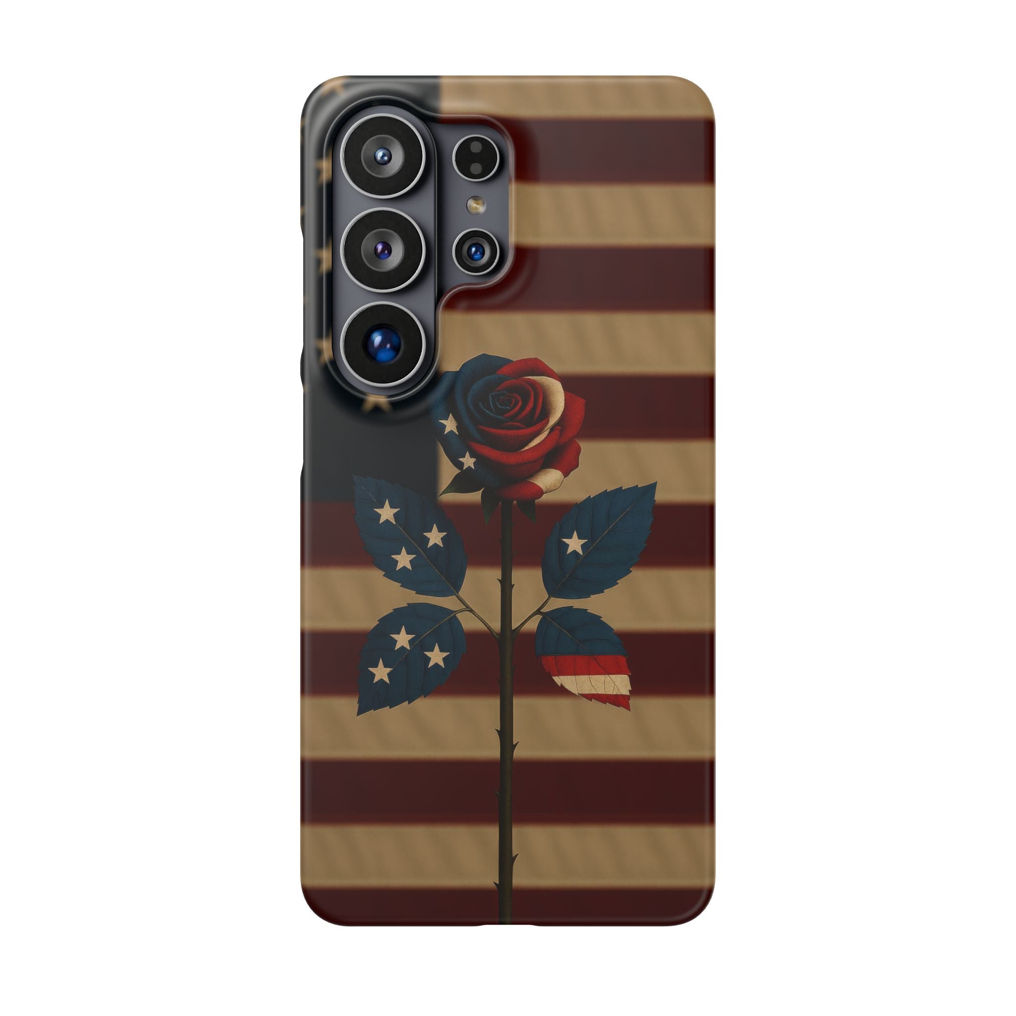 American Rose Flag Phone Case for iPhone 8-17 and Galaxy S20-S26