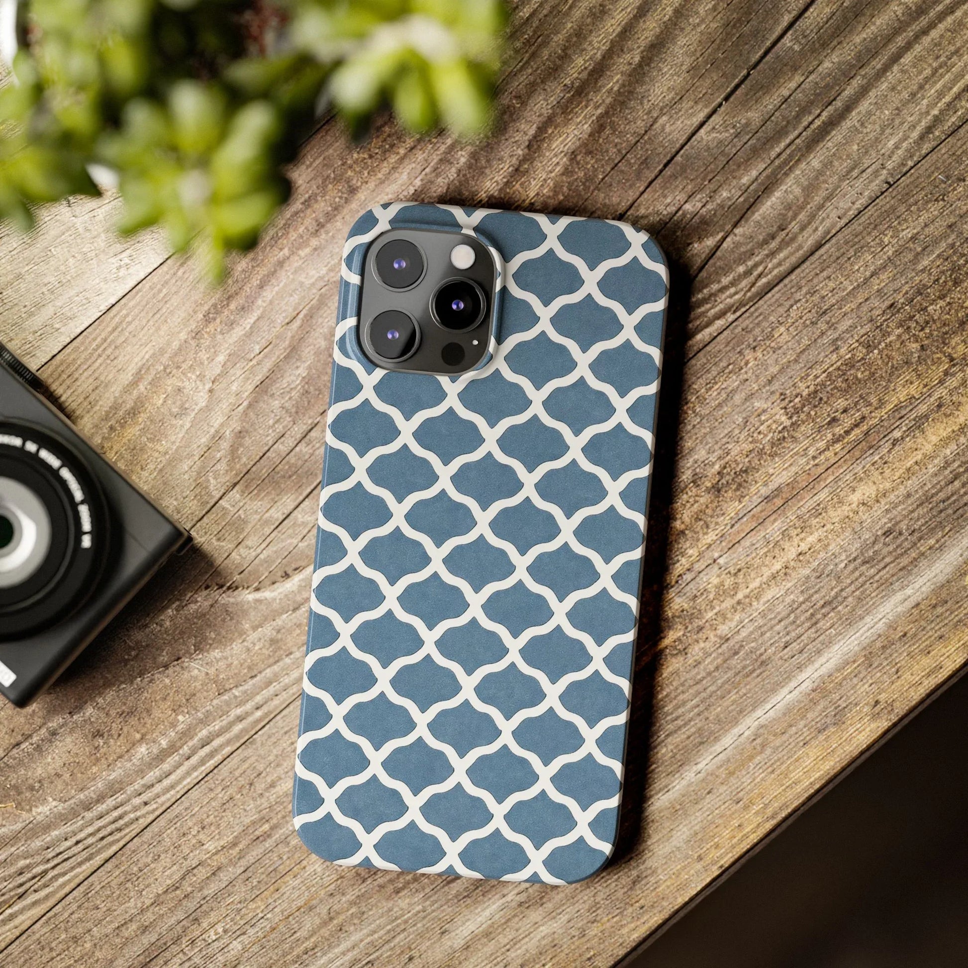 Azure Lattice Pattern Phone Case Slim Phone Cases for iPhone 11-17 - KARARMDESIGN