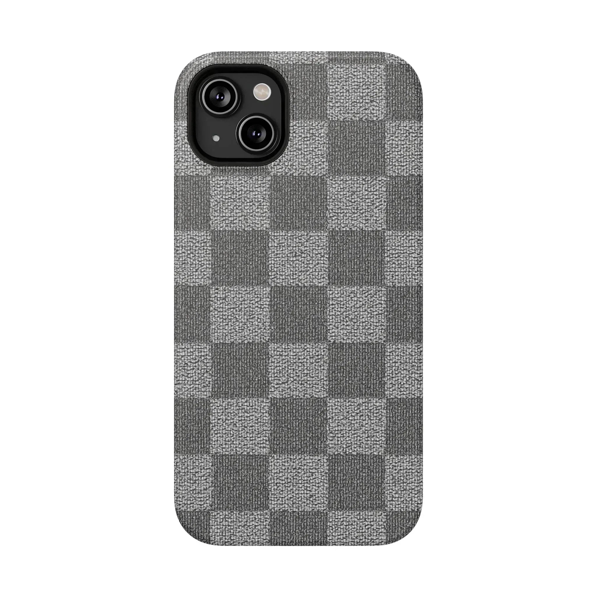 Gray Checkered Phone Case for iPhone 12-16 and Galaxy S21-S22 - KARARMDESIGN