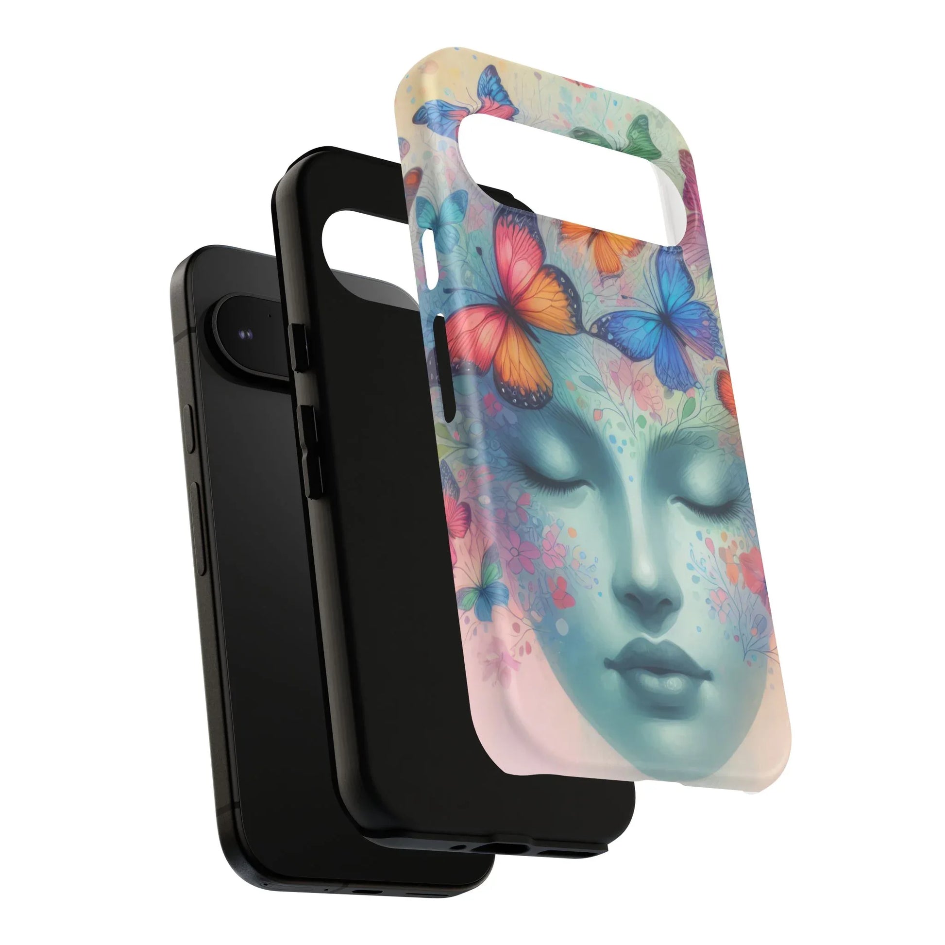 Butterfly Bloom Dreamy Woman Phone Case for Galaxy and Pixel - KARARMDESIGN