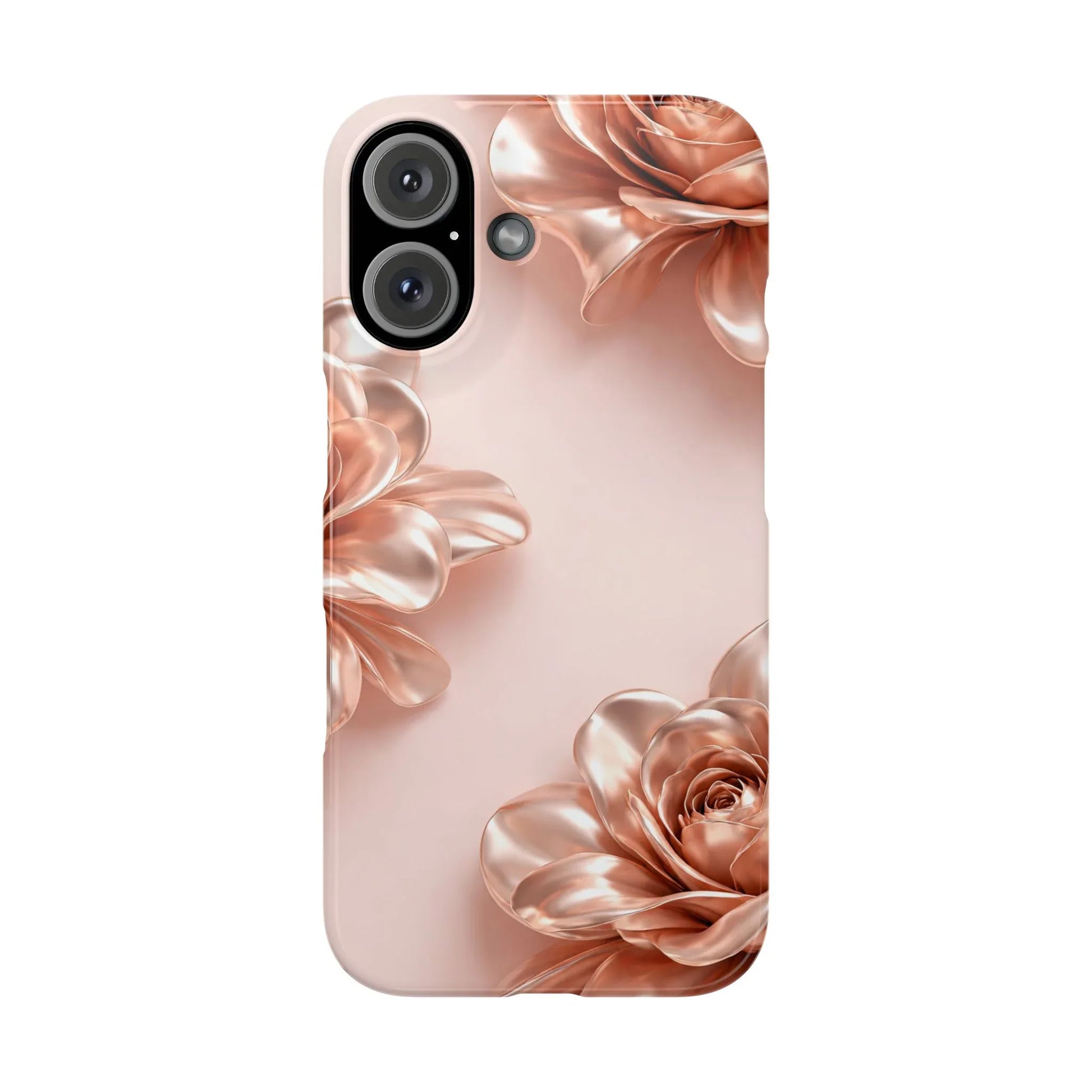 Blush Metallic Flower Case for iPhone 11-17 - KARARMDESIGN