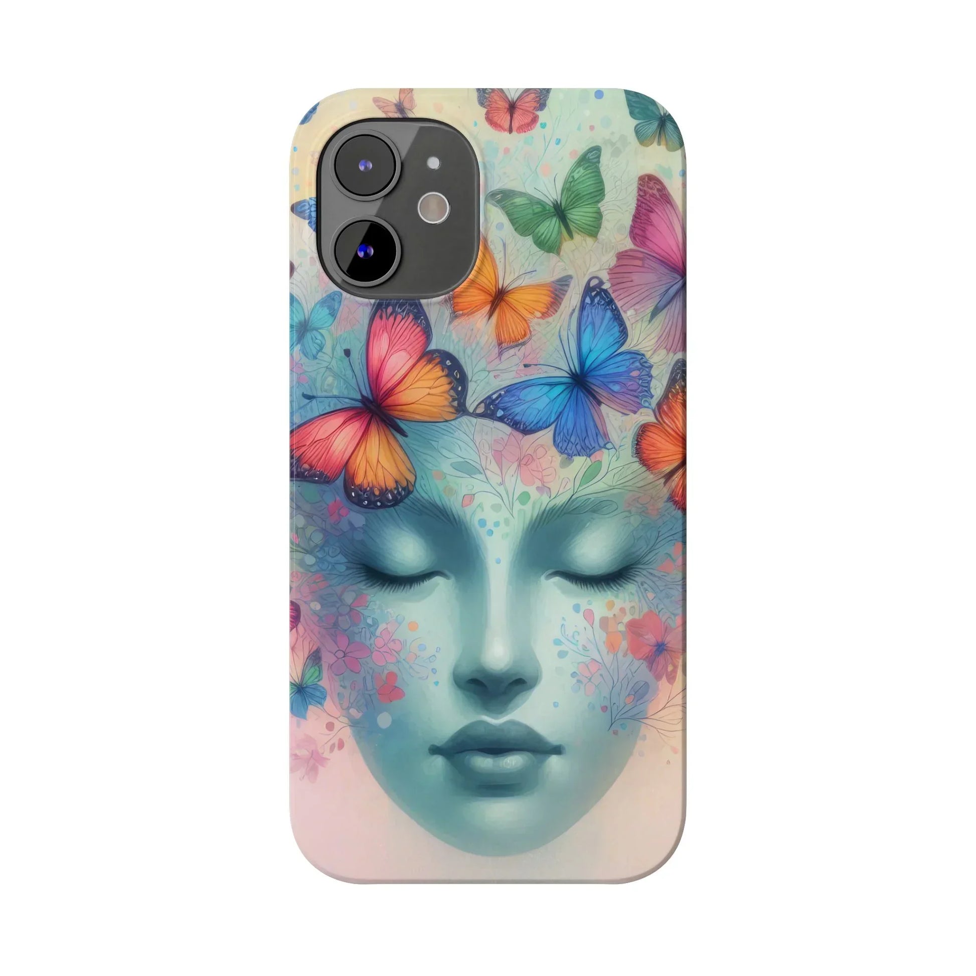 Butterfly Bloom Dreamy Woman with Closed Eyes Tough Phone Case for iPhone - KarArmDesign