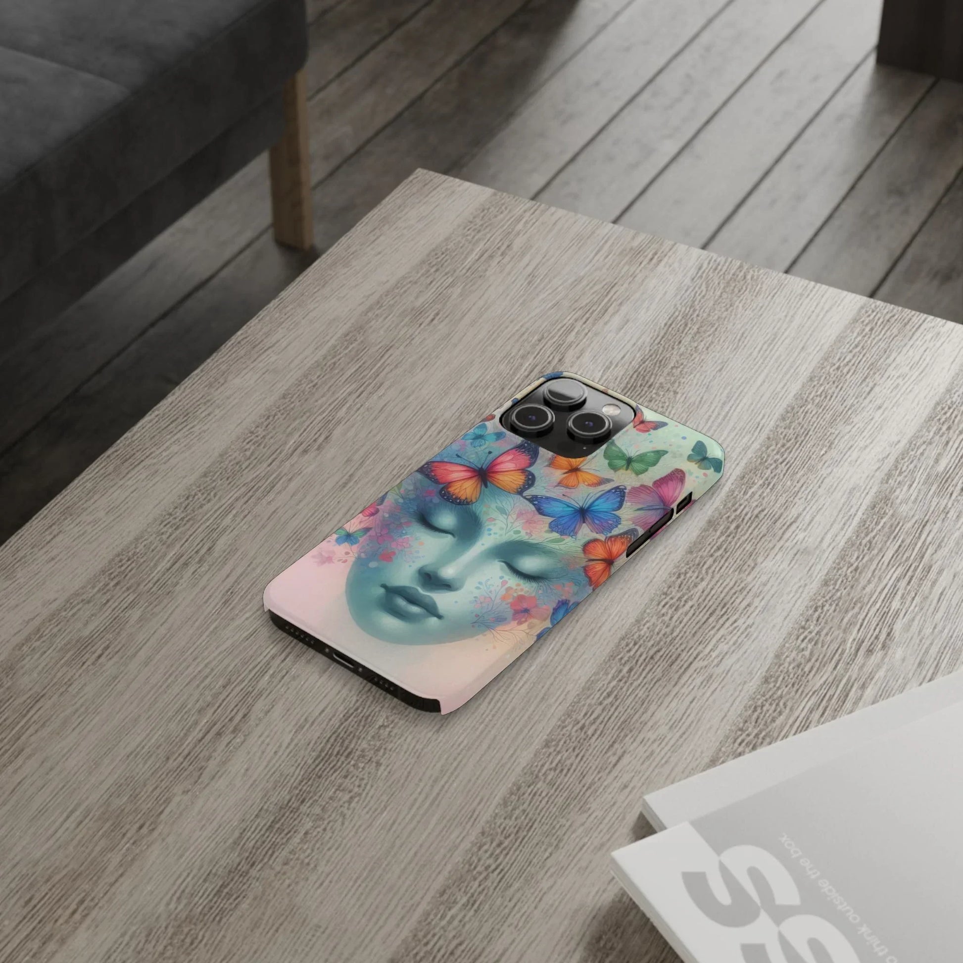 Butterfly Bloom Dreamy Woman with Closed Eyes Tough Phone Case for iPhone - KarArmDesign