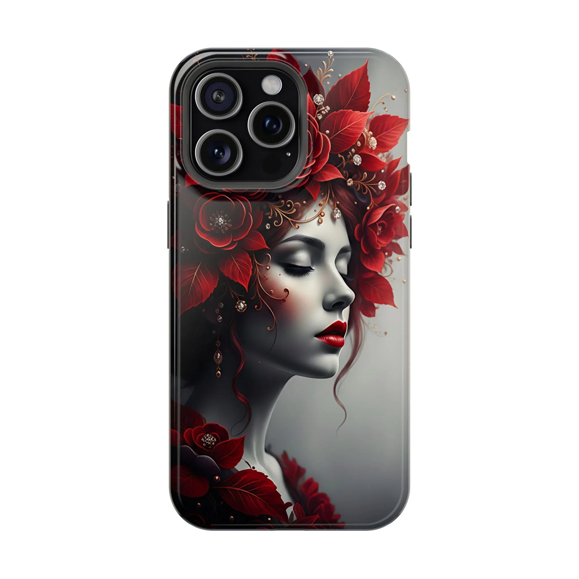 Scarlet Bloom Portrait Phone Case for iPhone 13-17 - KARARMDESIGN