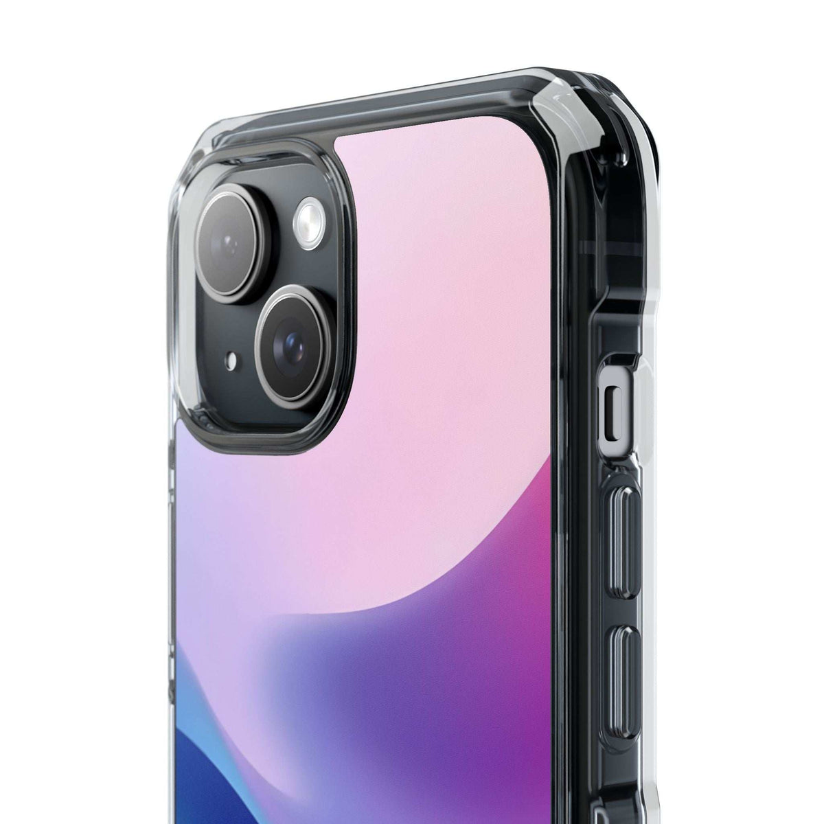 Pastel wave phone case with transparent black bumper and camera cutouts