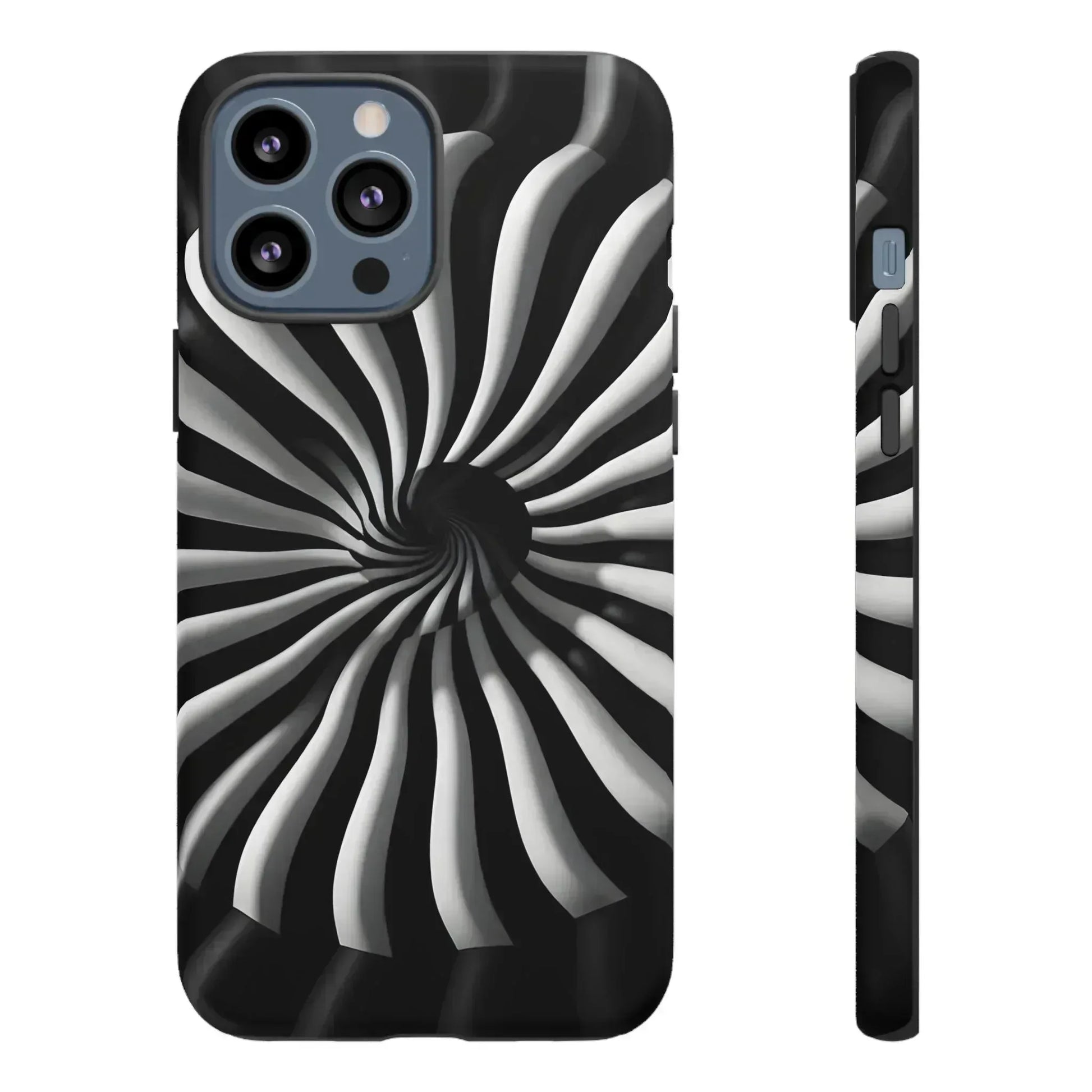 Hypnotic Black and White Spiral Phone Case for iPhone & Galaxy - KARARMDESIGN
