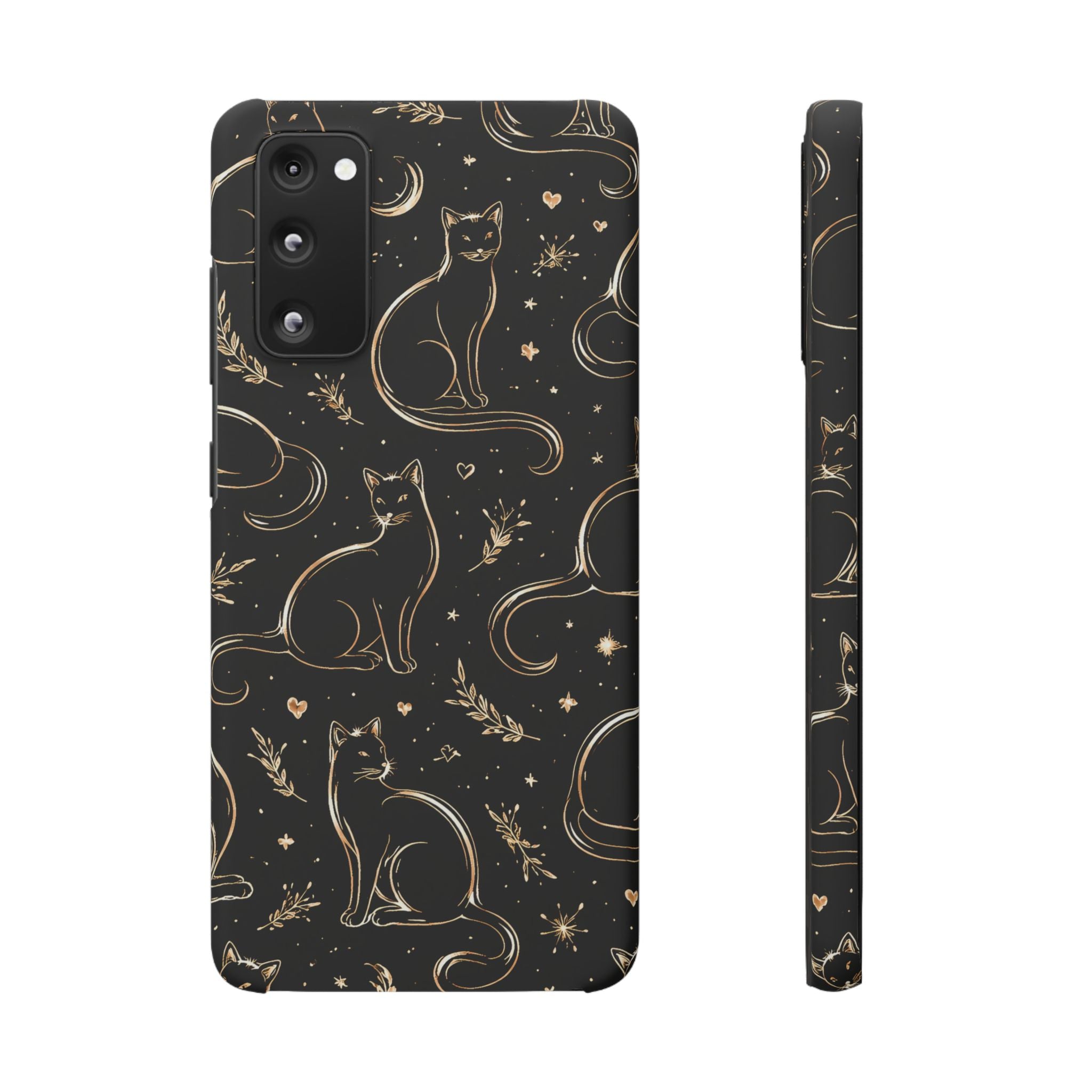 Golden Cat Pattern Phone Case for iPhone 11-17 and Galaxy S20-S26