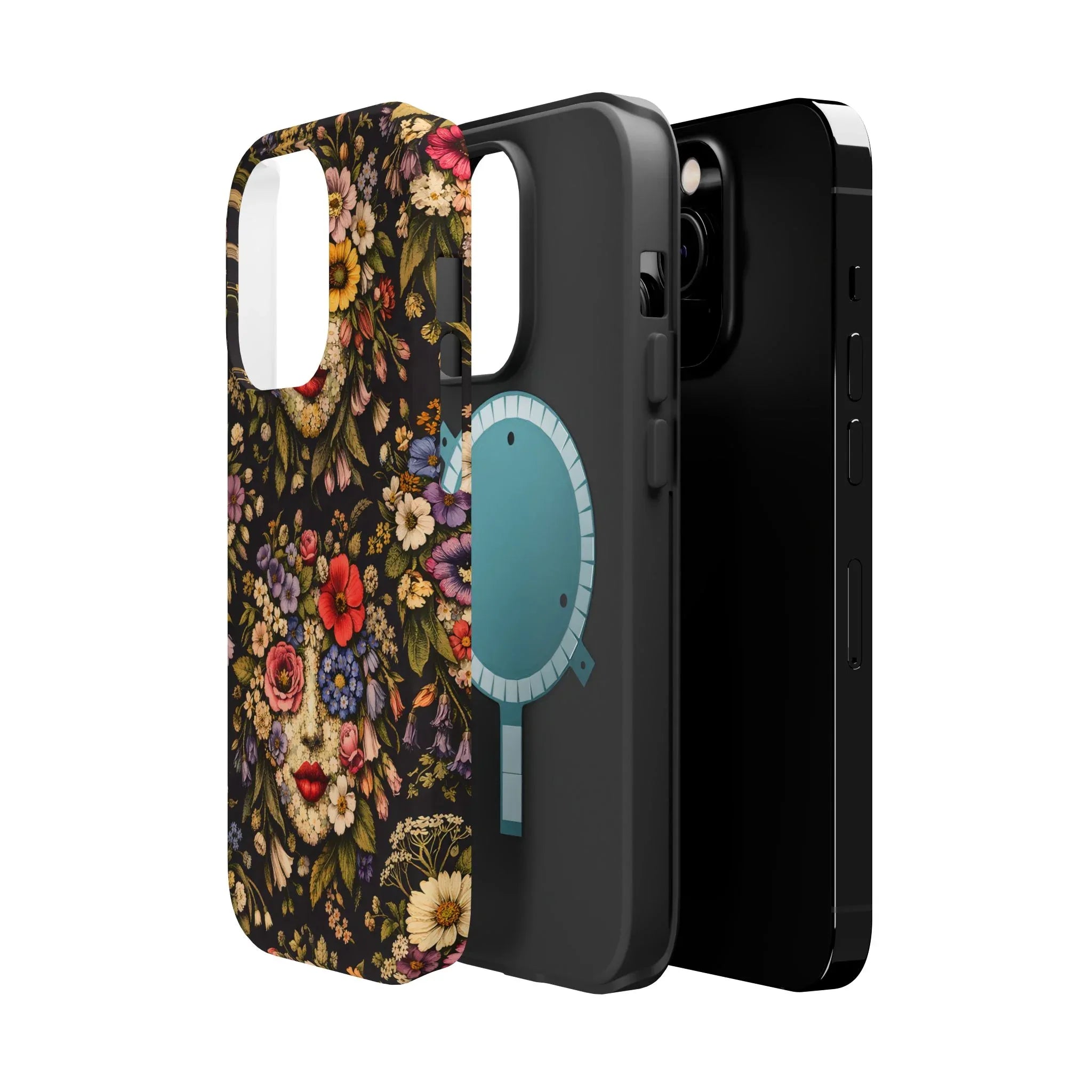 Vintage Flower Face Phone Case for iPhone 13-17 - KARARMDESIGN