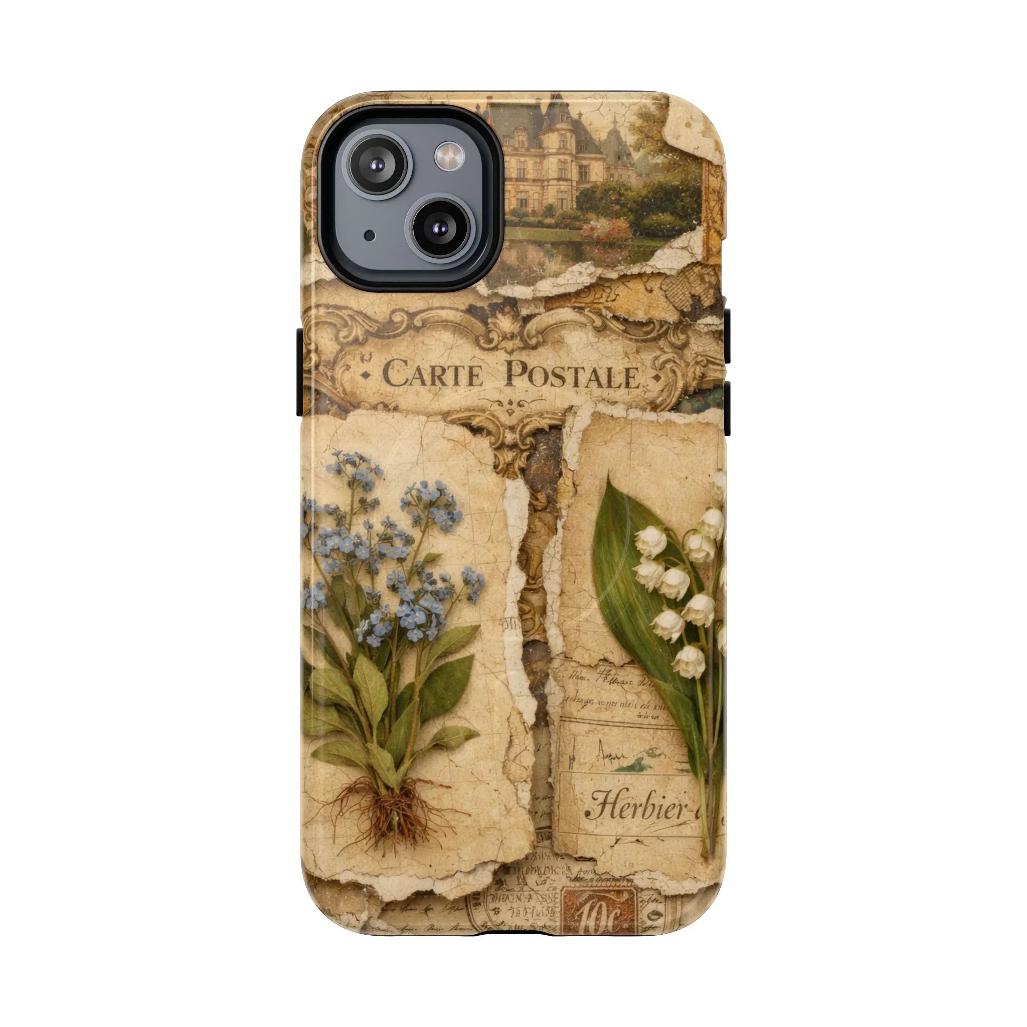 Vintage Botanical Postcard Phone Case for iPhone 13-17 - KARARMDESIGN