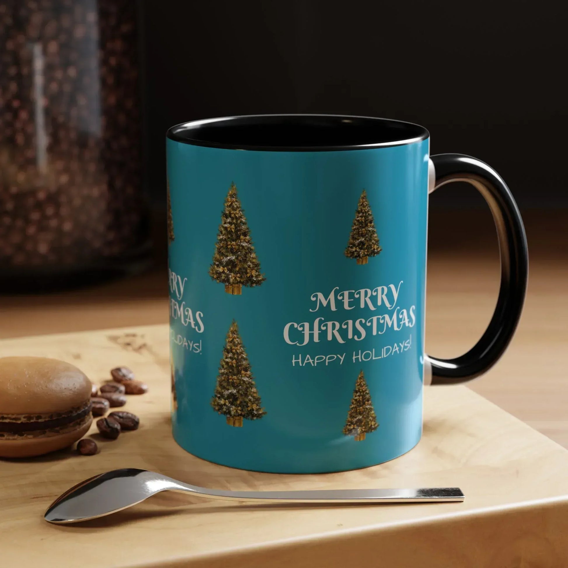 Merry Christmas and Happy Holidays Mug - Accent Coffee Mug (11, 15oz) - KARARMDESIGN