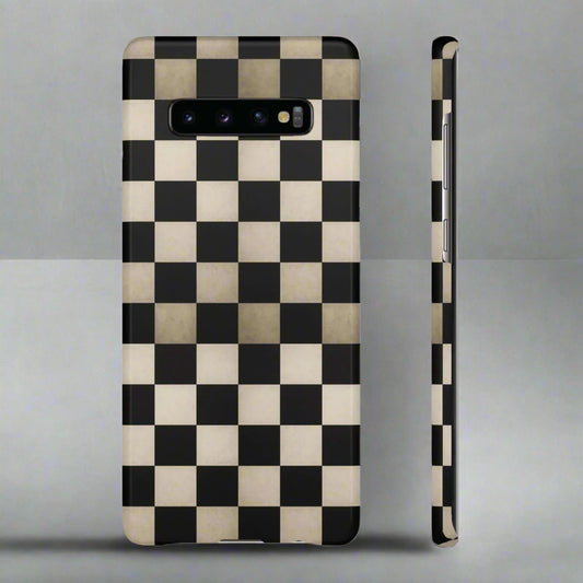 Stylish Matte Checker Phone Case for iPhone 7-16 and Samsung Galaxy S10-S24 Models - KarArmDesign