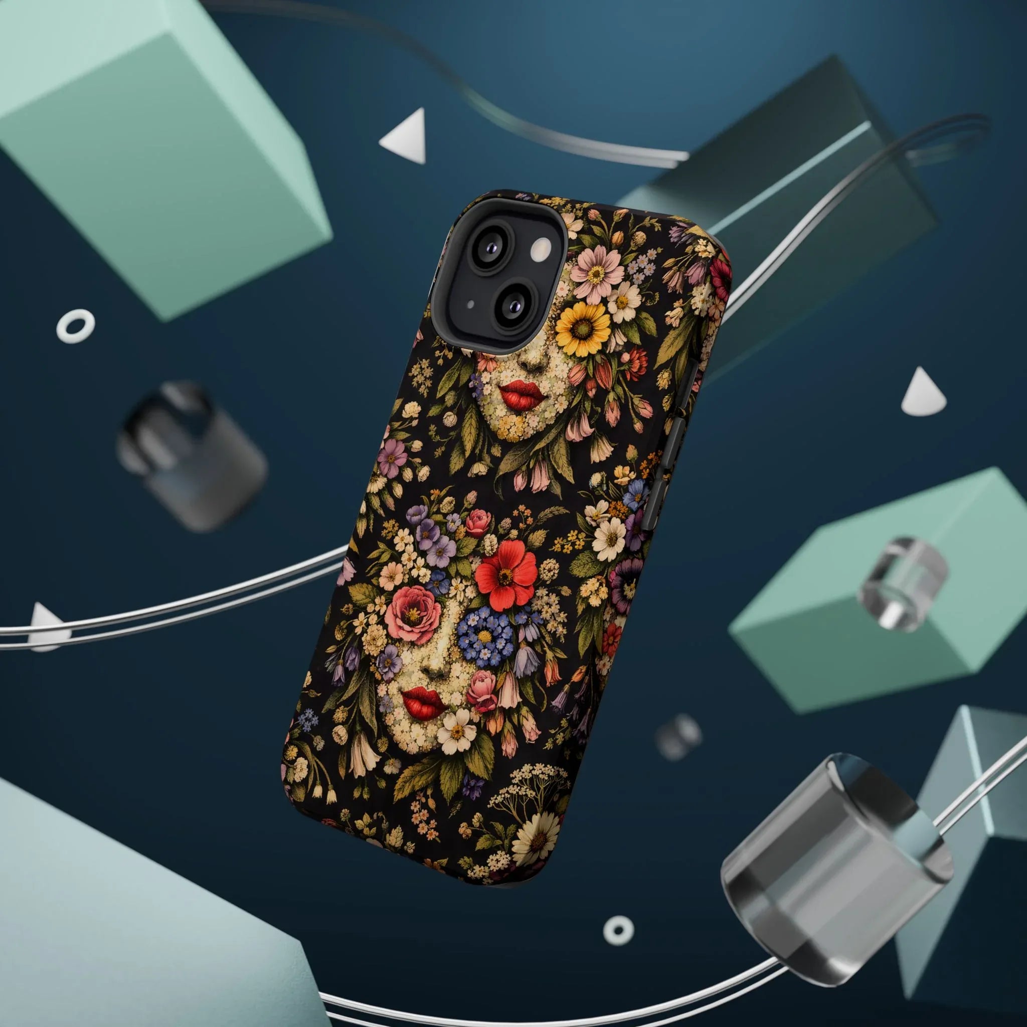 Vintage Flower Face Phone Case for iPhone 13-17 - KARARMDESIGN